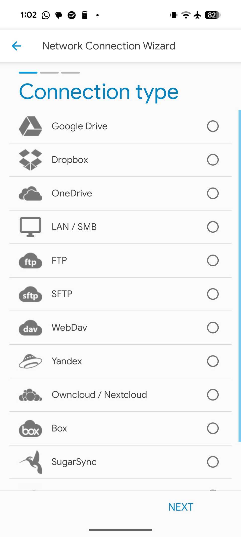 Almacenamiento en la nube en Solid Explorer