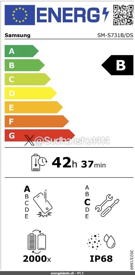 An image highlighting the Galaxy S25 FE's EPREL. 