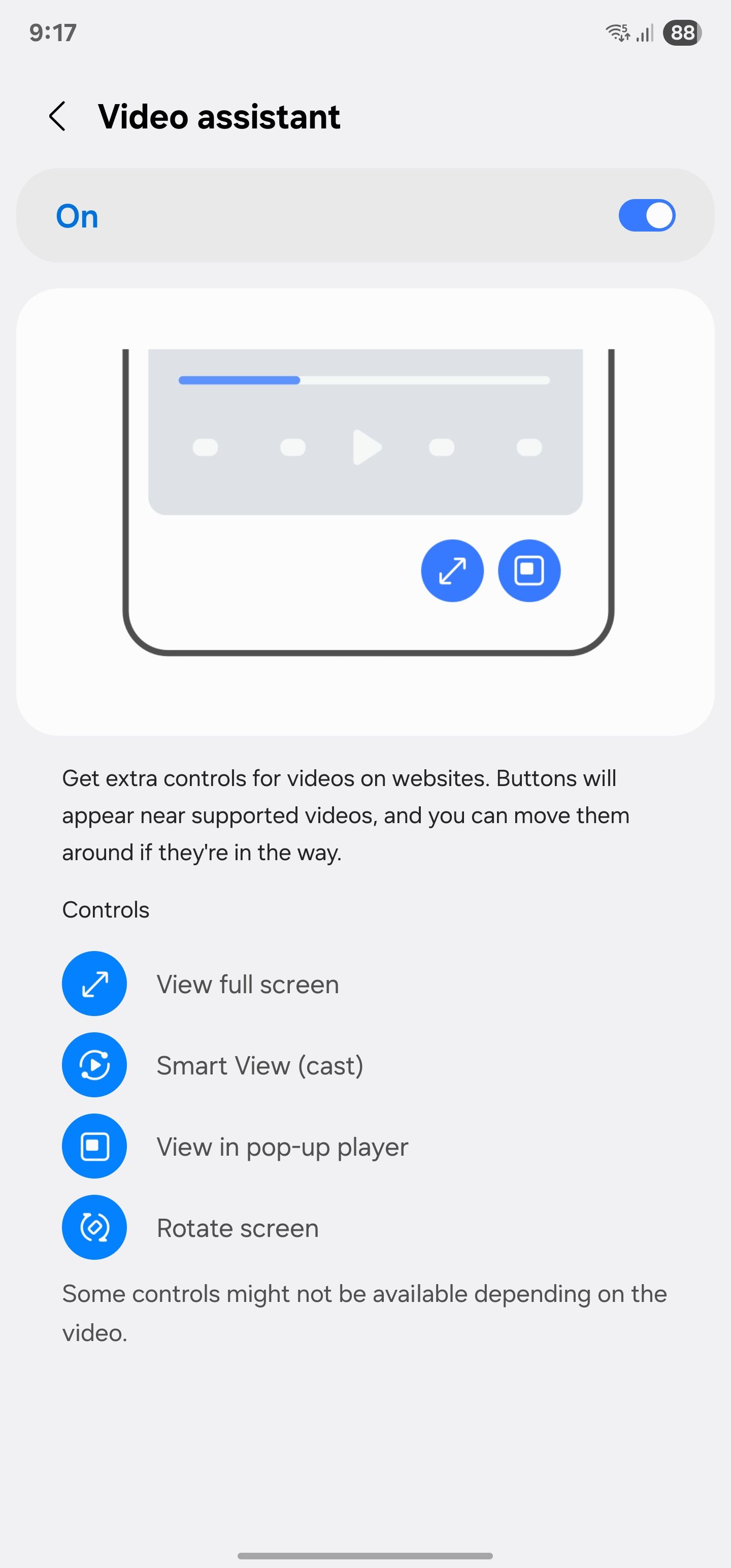 Video Assistant in Samsung Internet