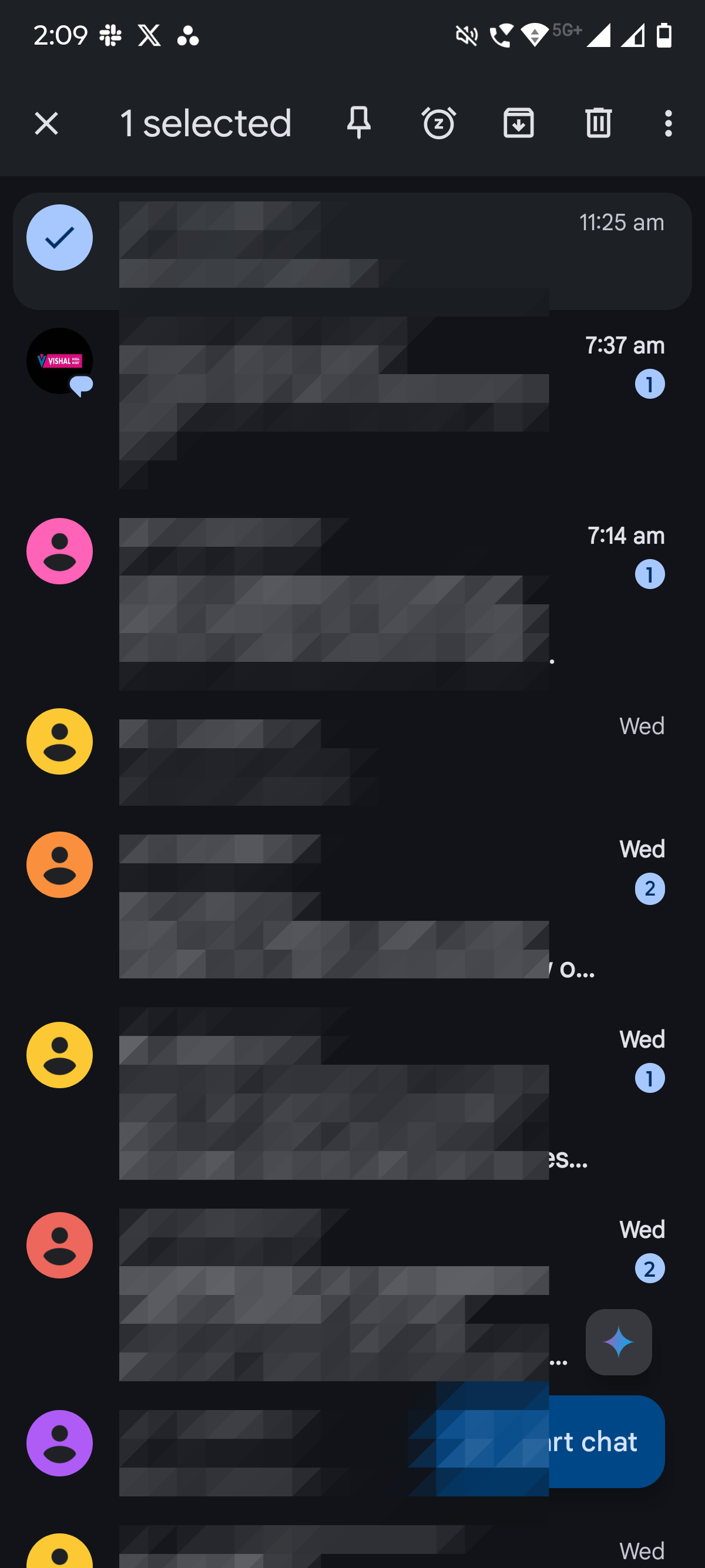 Screenshot showing pin messages in Google Messages