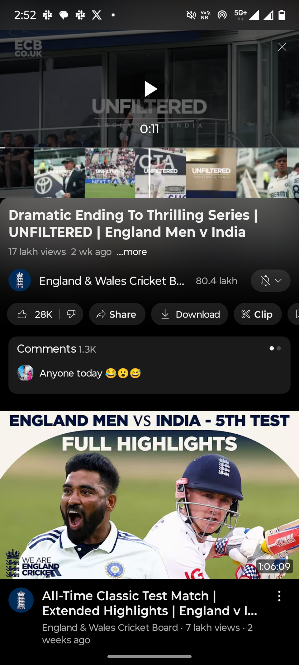 Screenshot showing YouTube's Precise seeking feature