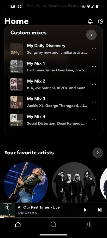 tidal app home screen