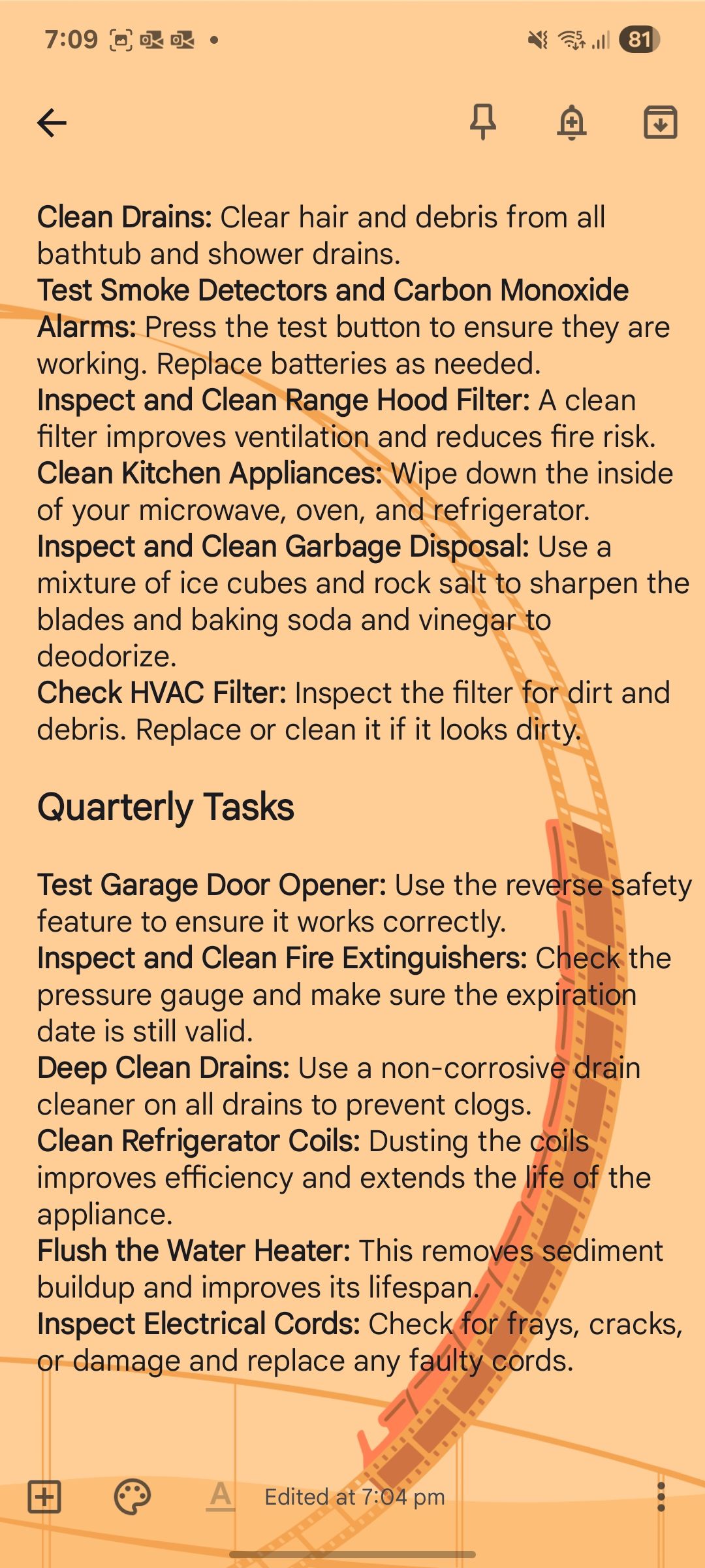 Home maintenance checklist