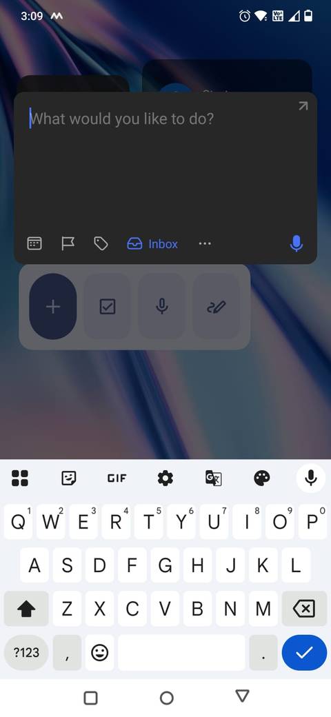 Screenshot showing a TickTick task on the home screen