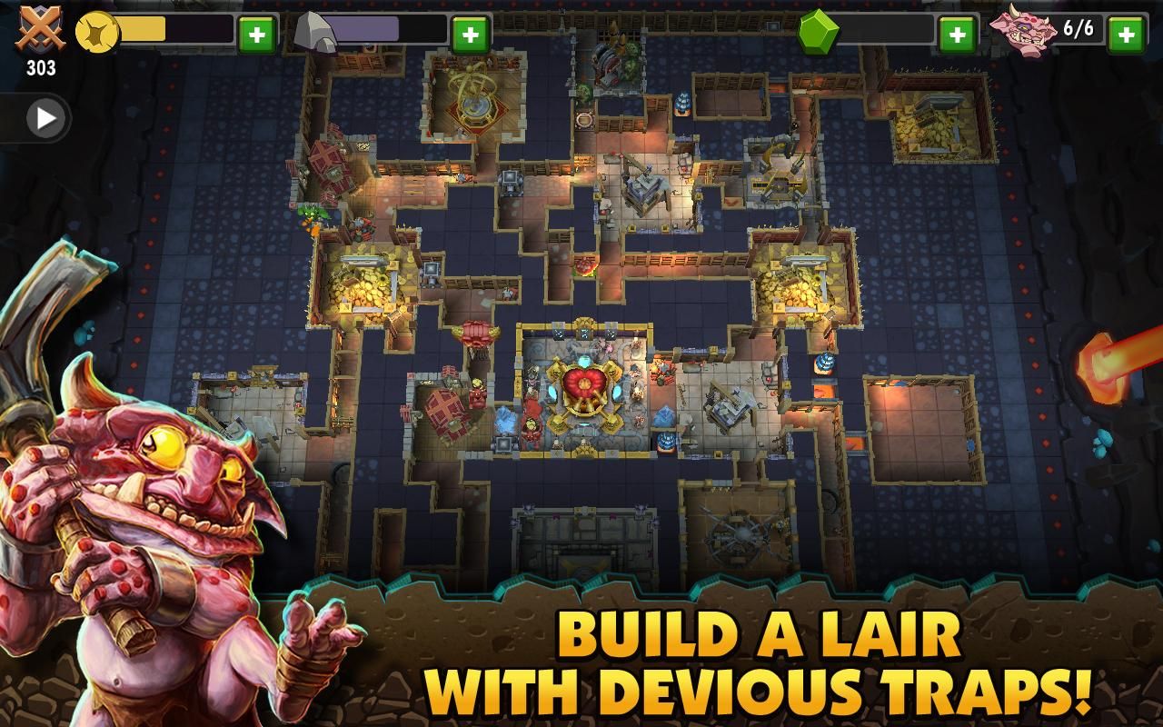 A marketing image for Dungeon Keeper on mobile.