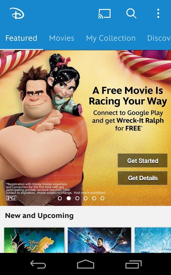 screenshot of disney app showing movies anywhere deal for wreck it ralph