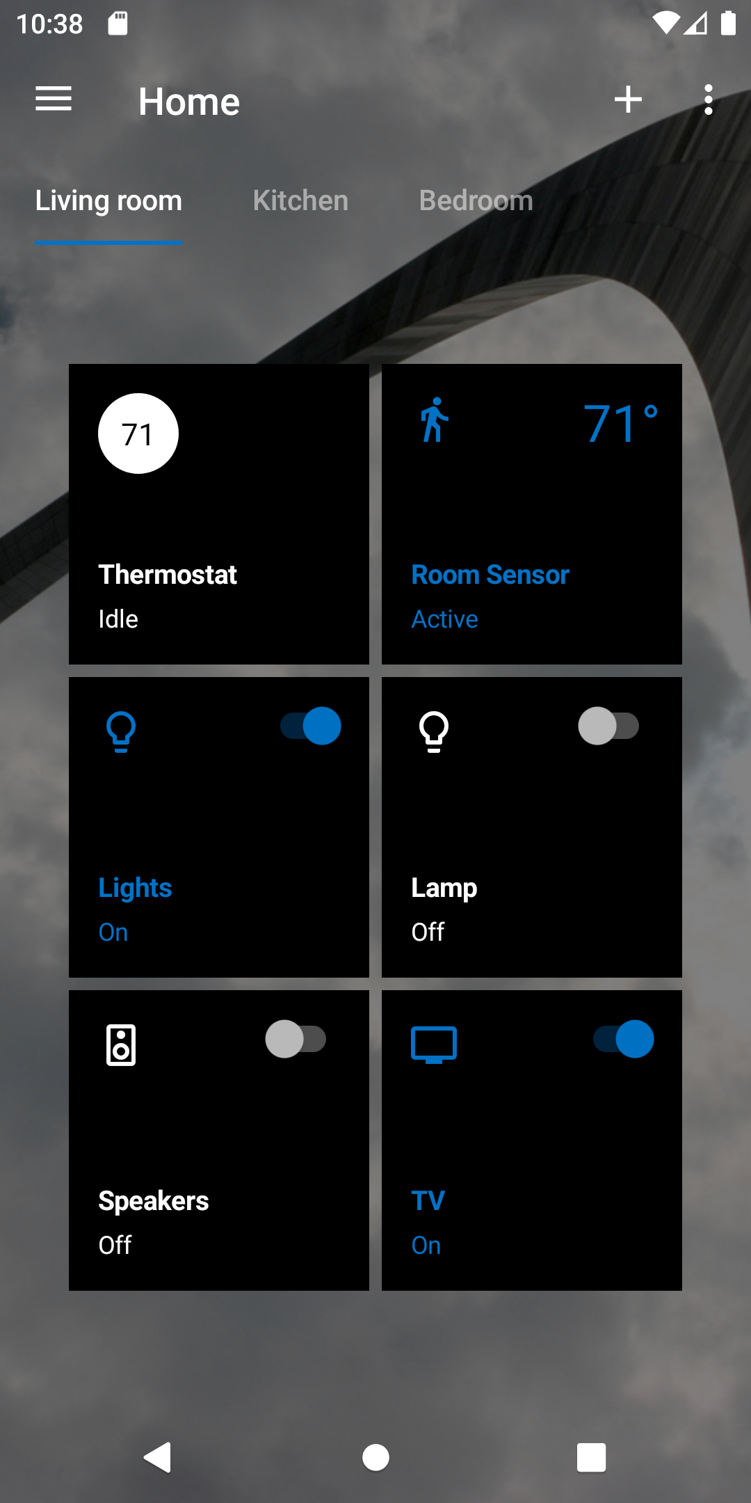 Screenshot of Home Remote's homescreen