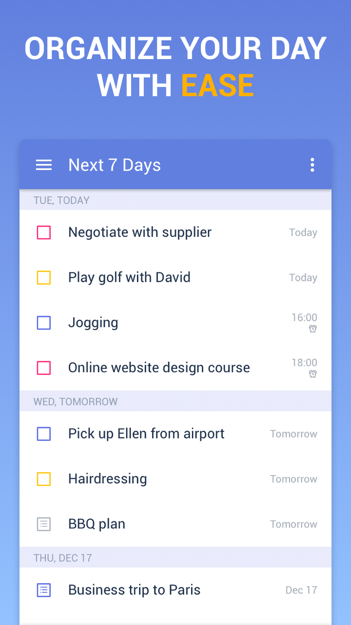 An app store listing screenshot for TickTick showing different tasks