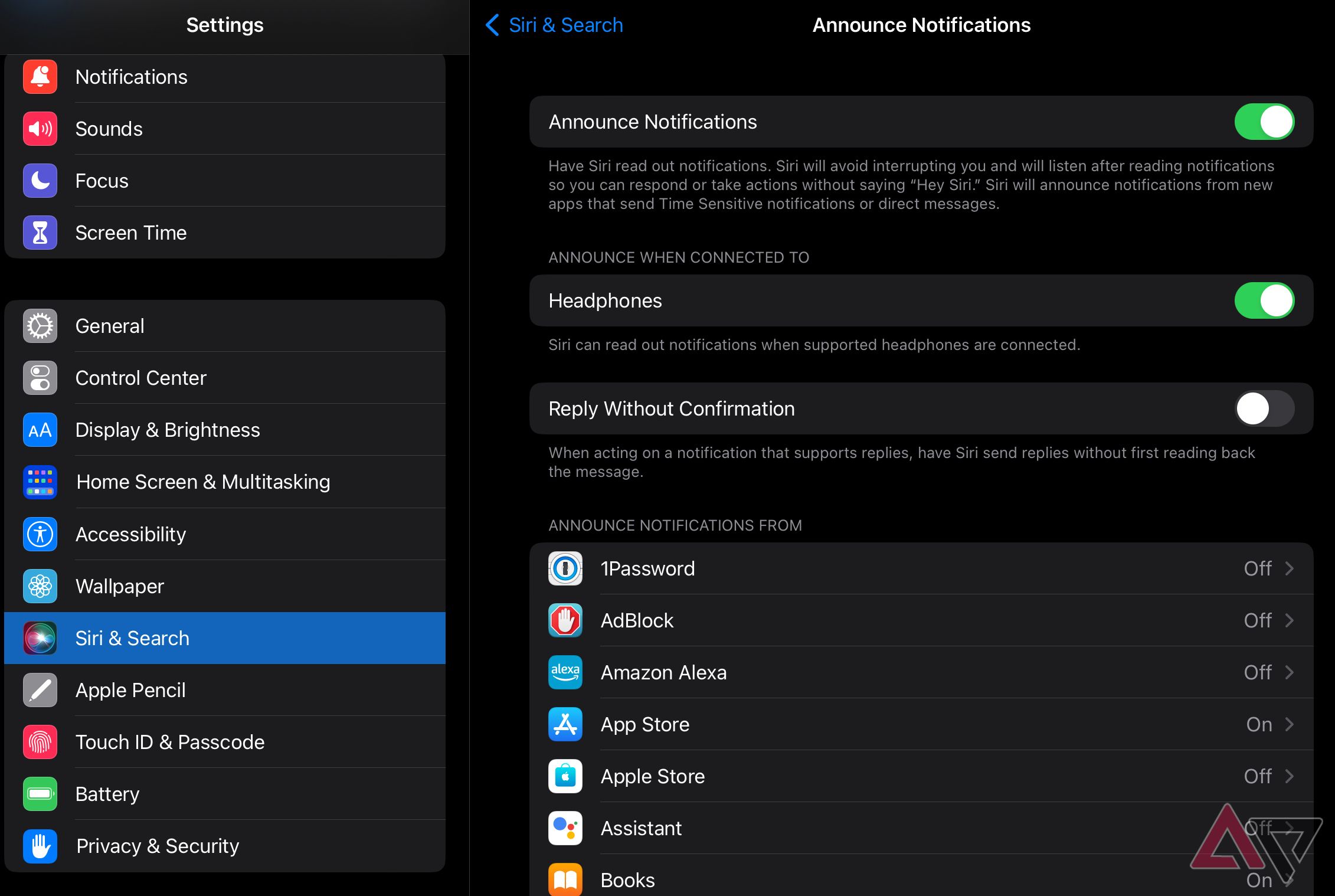 Siri announcement alternate recommendations in settings.