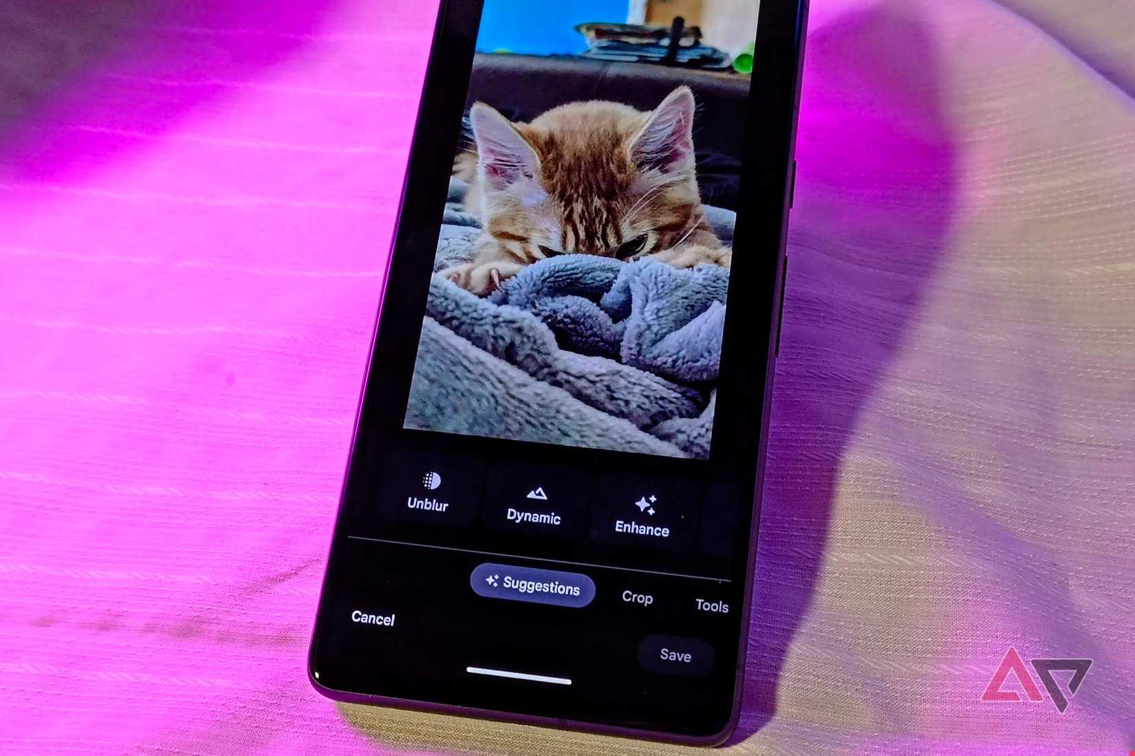 Google Pixel 7 showing a picture in Google Photos getting edited
