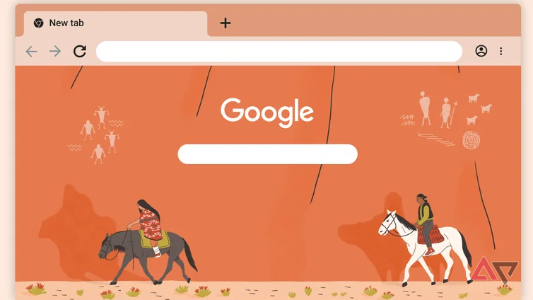 Two folk using horses as a Google theme