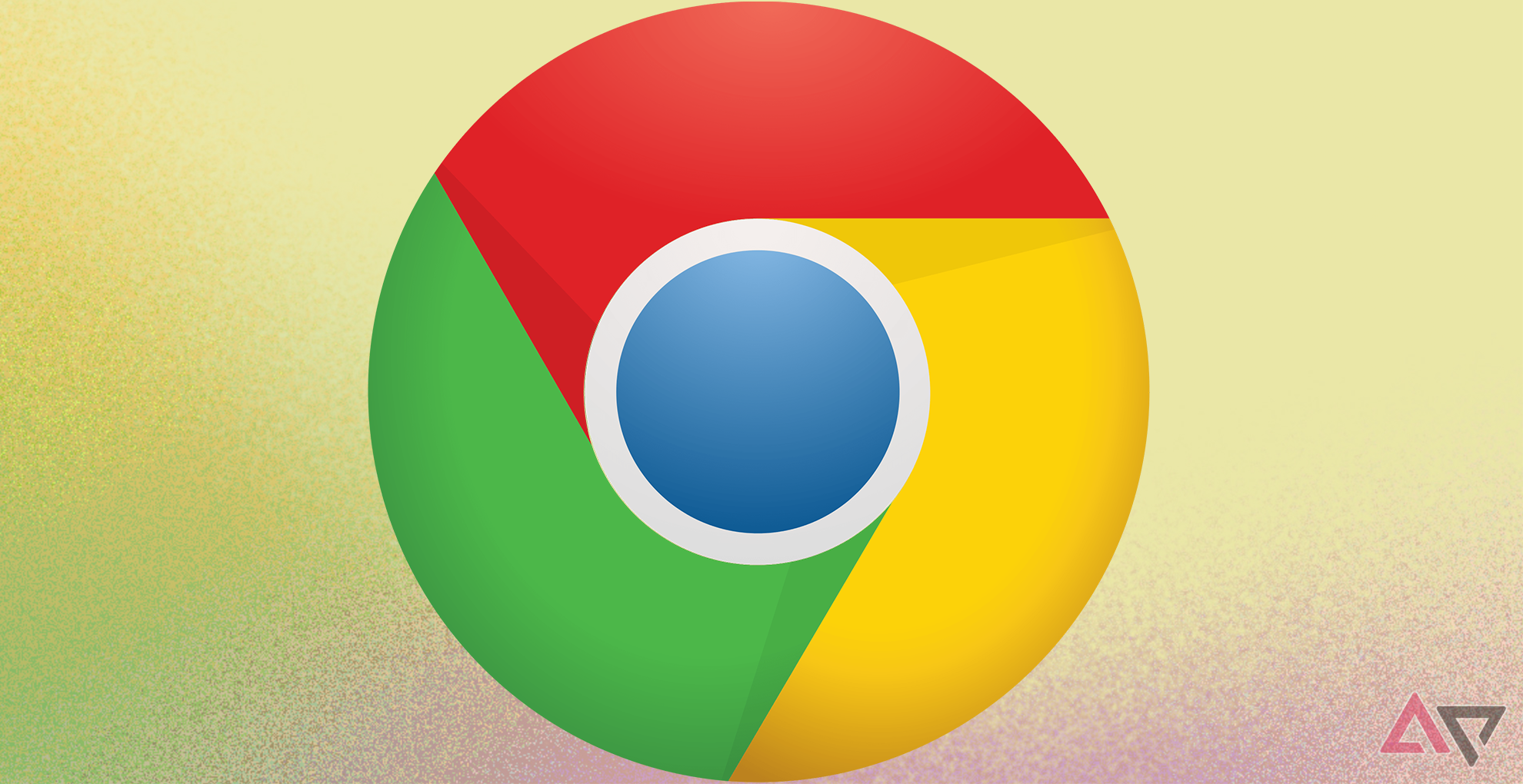 The Google Chrome browser against a yellow and purple background.