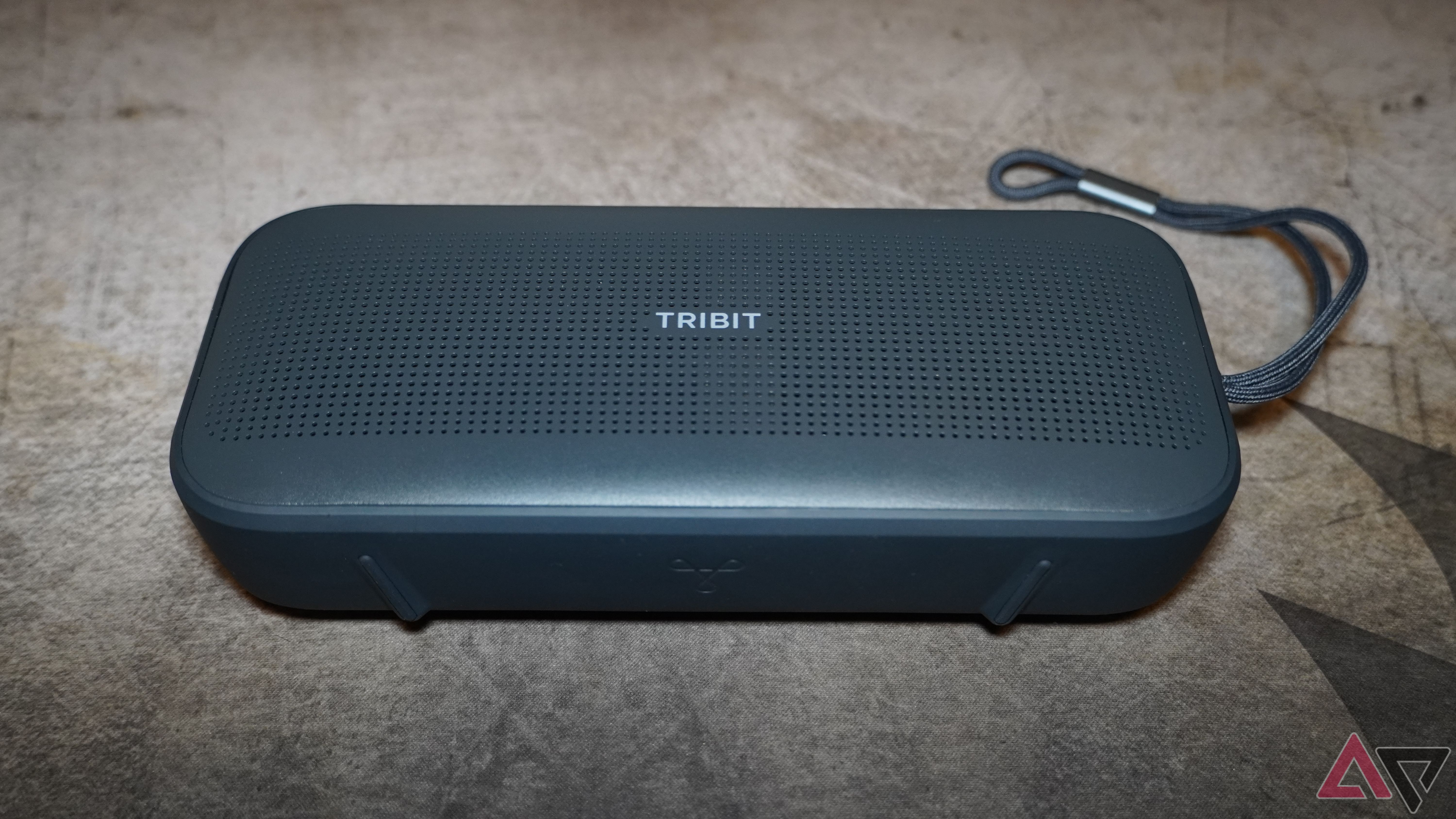 Tribit StormBox Flow portable Bluetooth speaker on a desk