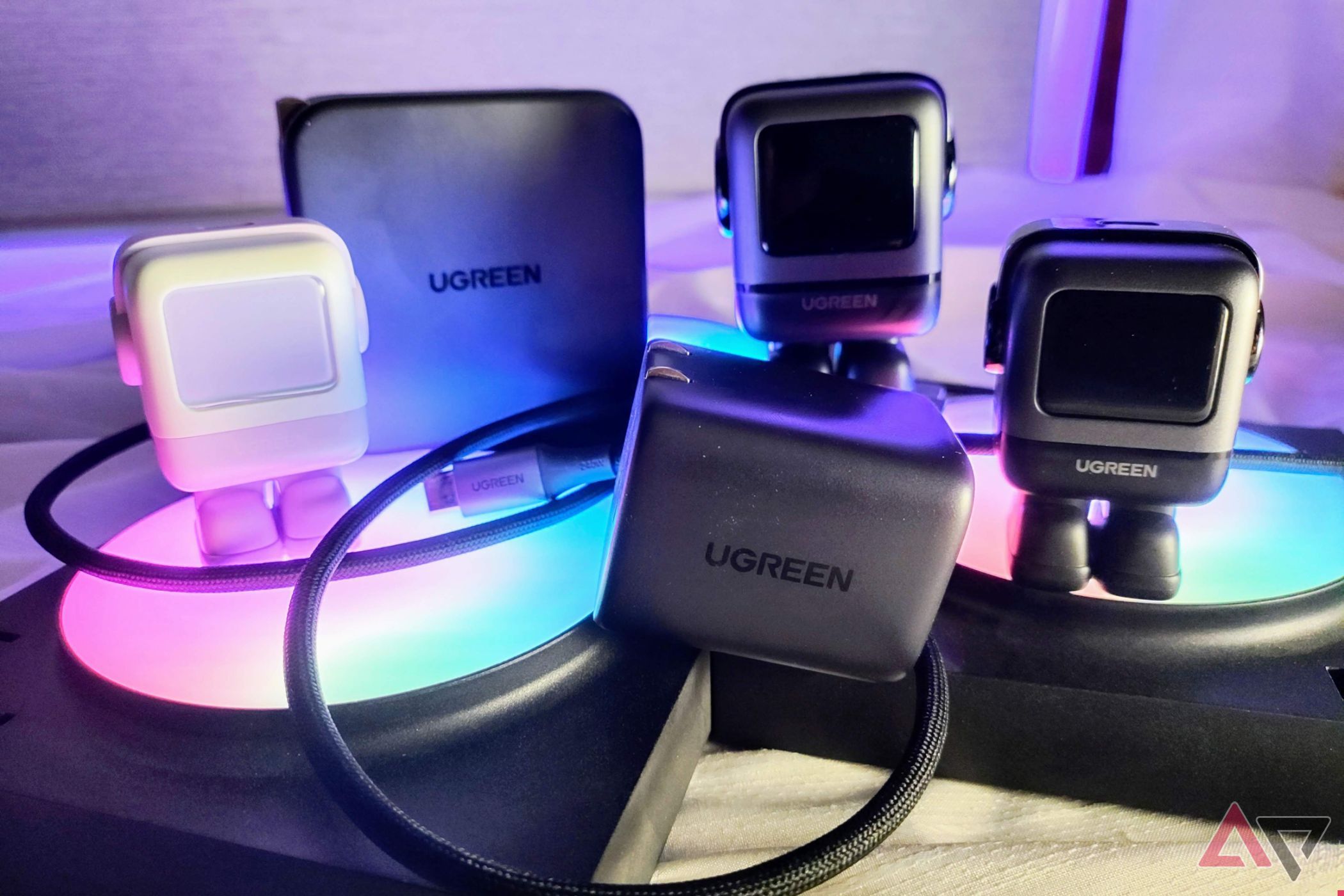 UGreen Nexode 45W, 65W, and 100W Chargers and Cable on RGB lights