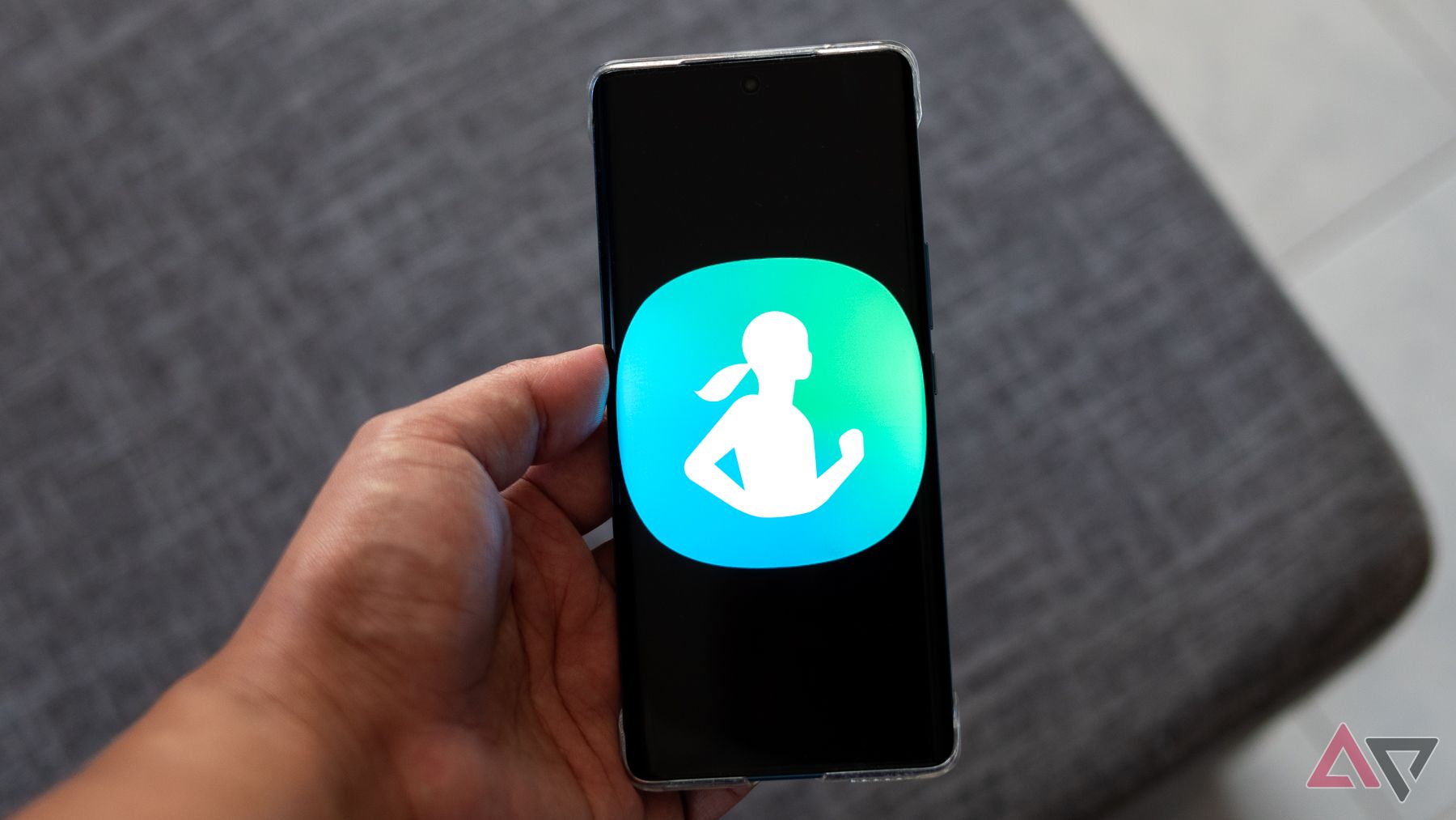 Samsung Health logo on a phone screen