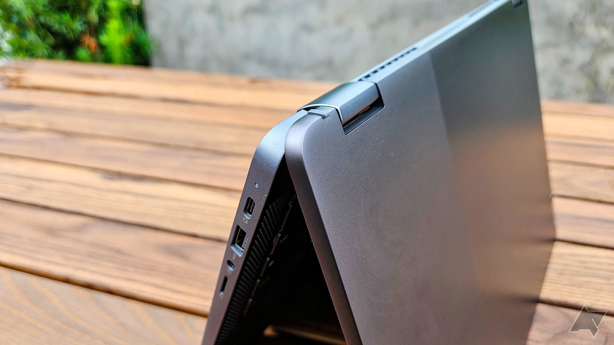 The rubber feet on the back of the Lenovo Chromebook Plus Flex 5i's lid