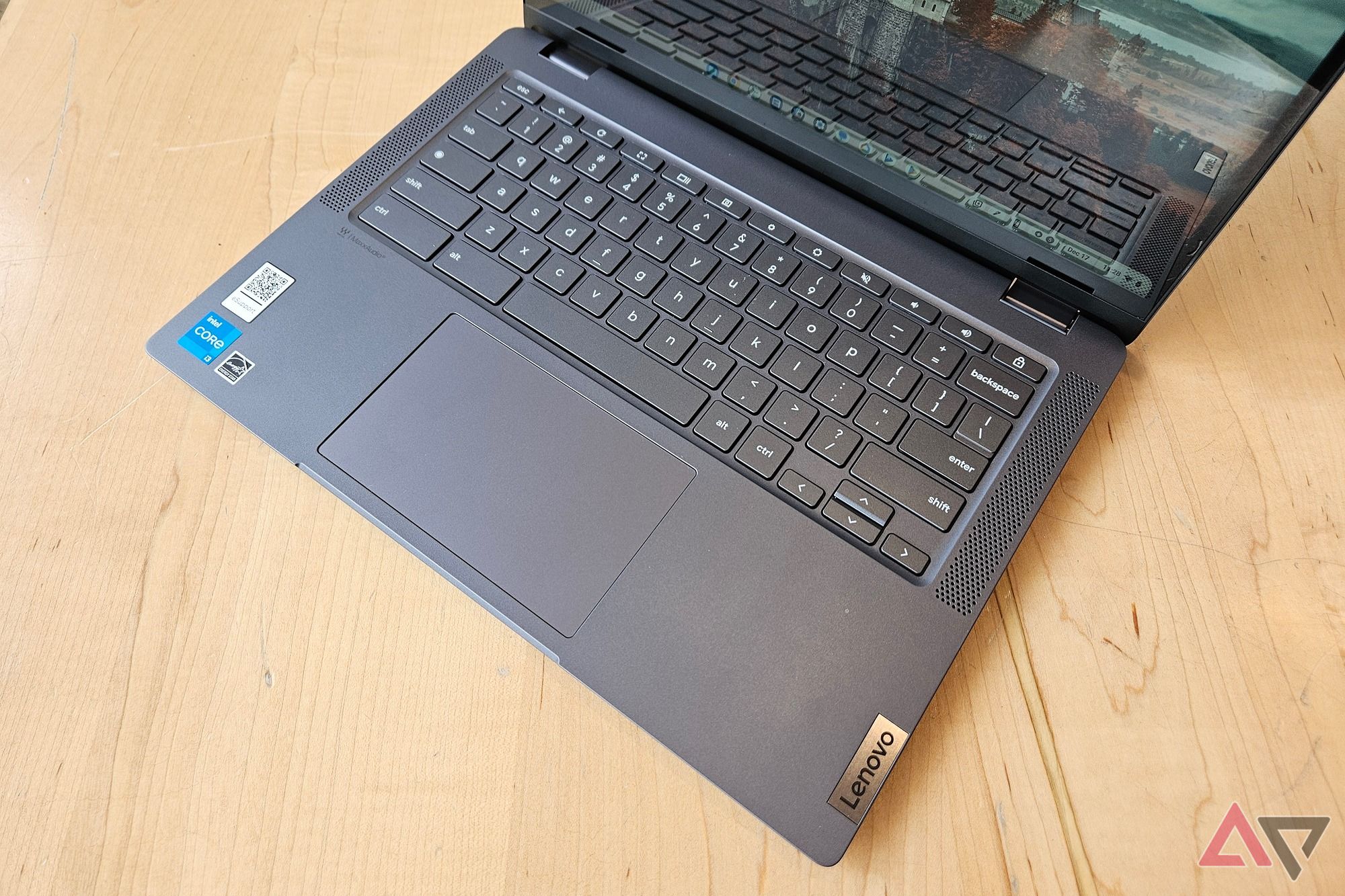 The Lenovo Chromebook Plus Flex 5i's trackpad and keyboard