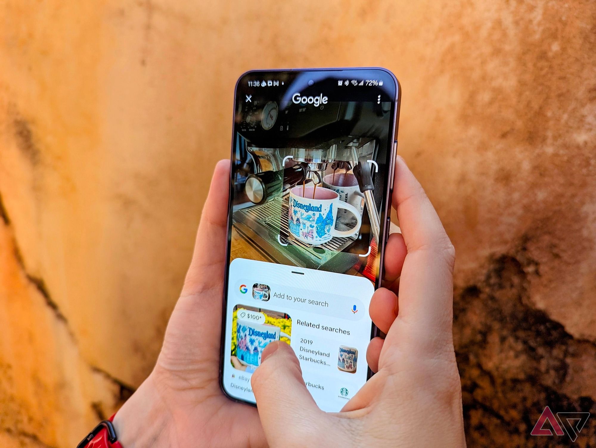 Circle to Search correctly identifying a Starbucks Disneyland mug on the Samsung Galaxy S24
