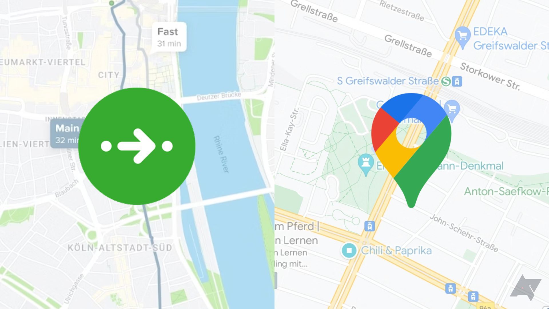 The Citymapper and Google Maps icons with a map in the background