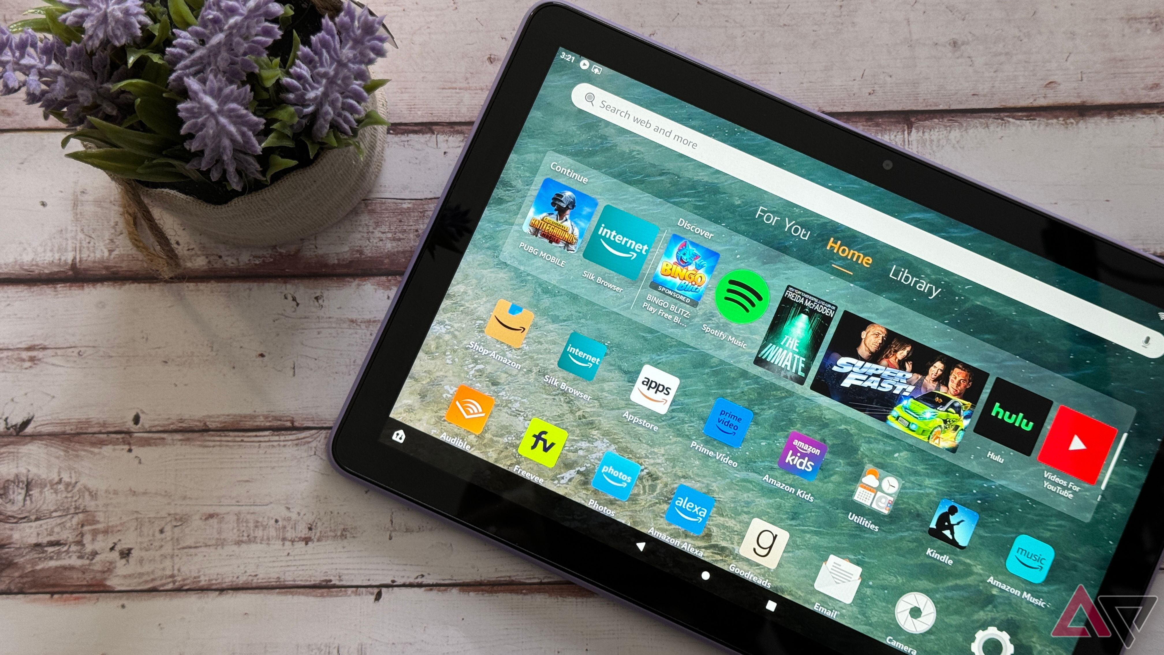 Home screen of the Amazon Fire HD 10