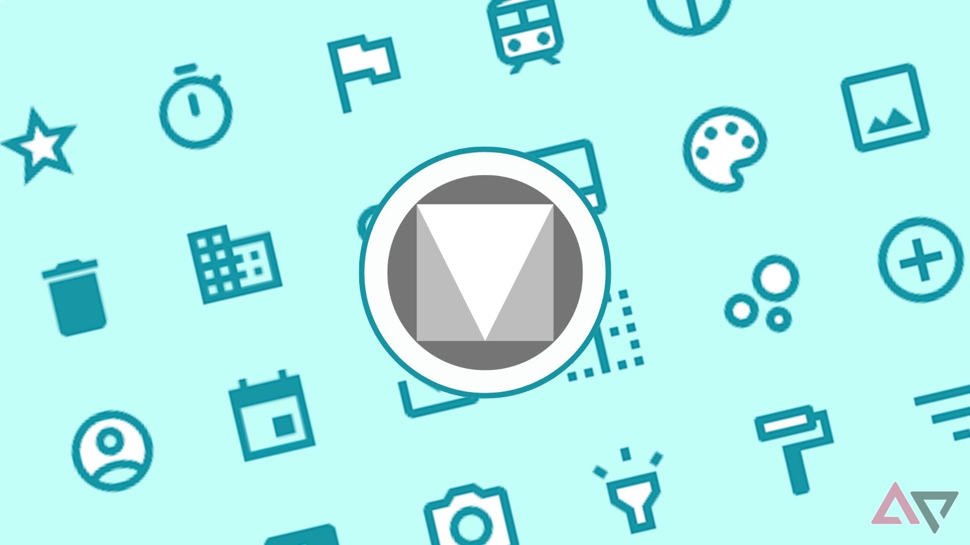 material design logo in front of icons
