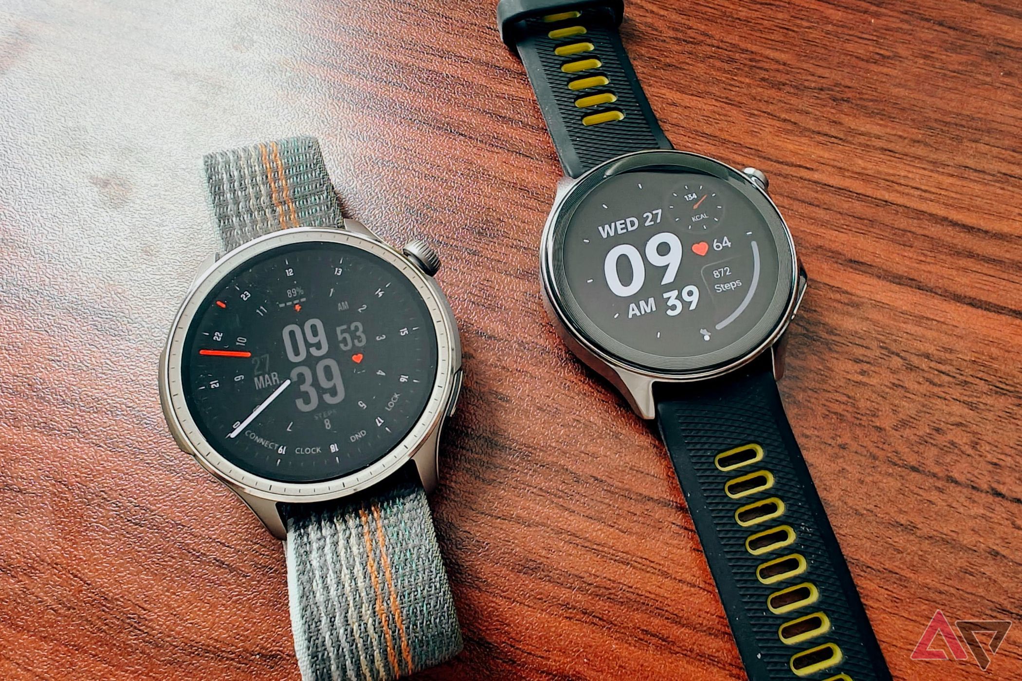 OnePlus Watch 2 and Amazfit Balance on a table