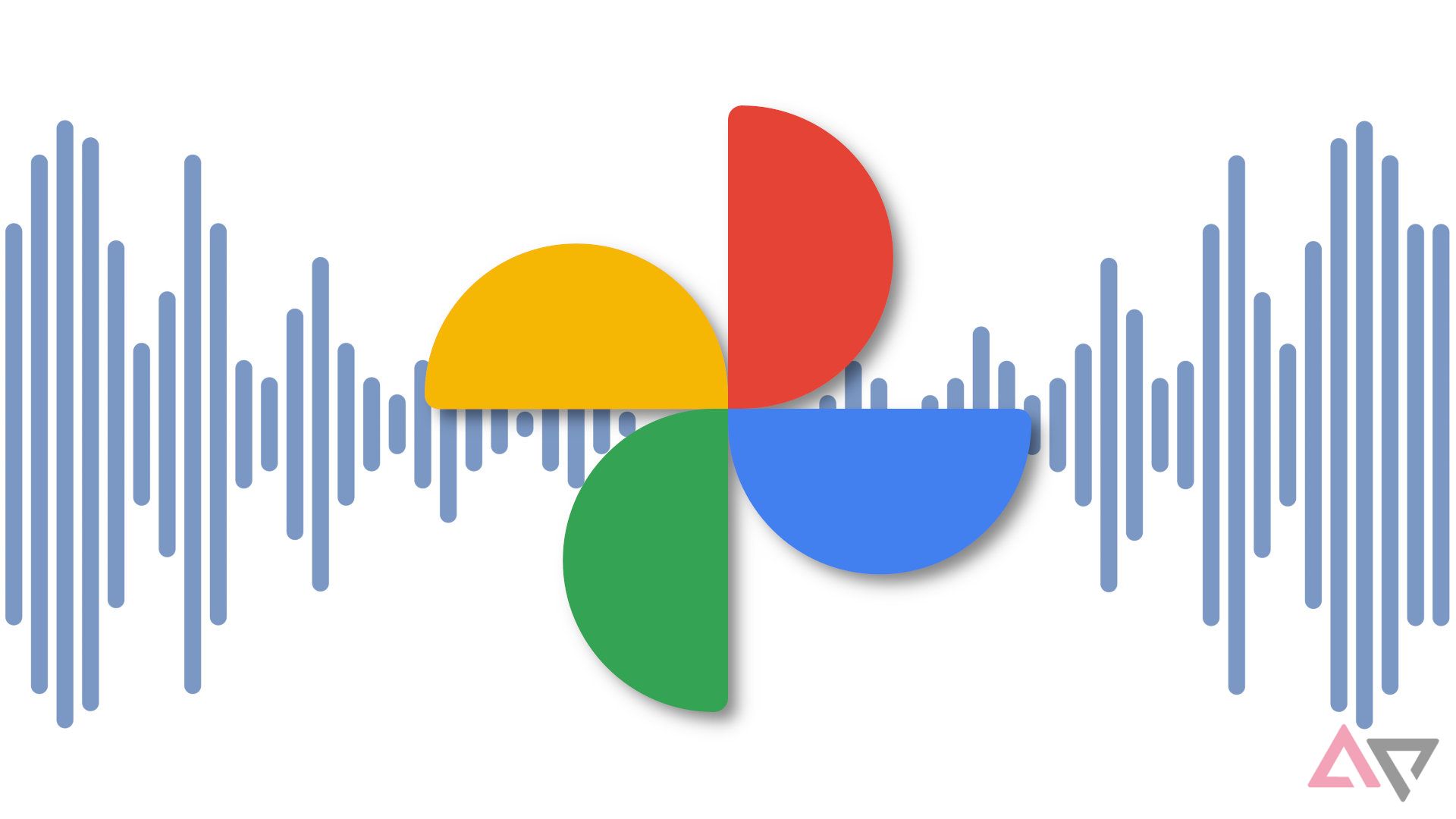 The Google Photos logo appears over a sound waveform