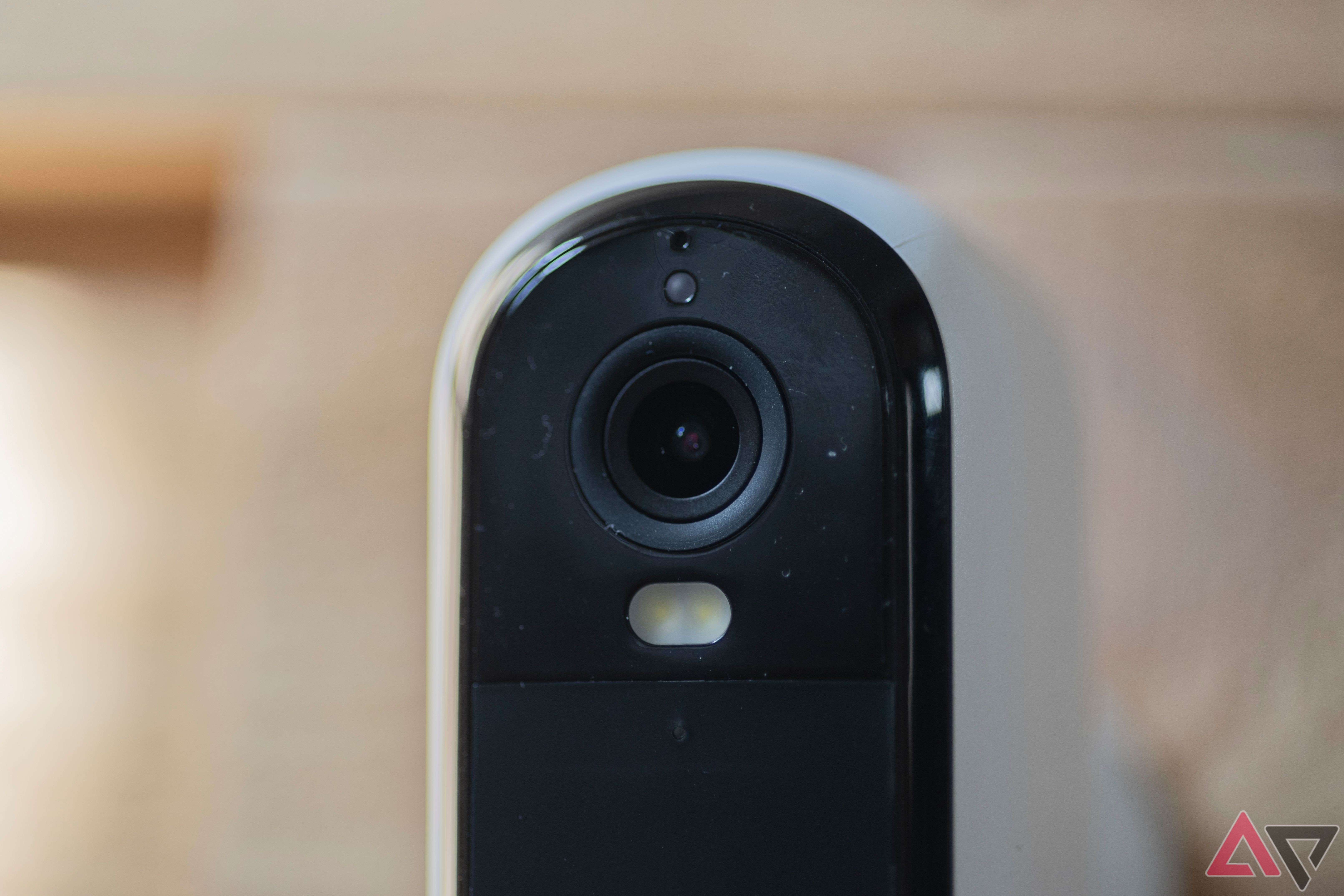 Close up of Arlo Essential XL Outdoor Camera (2nd Gen, 2K) lens