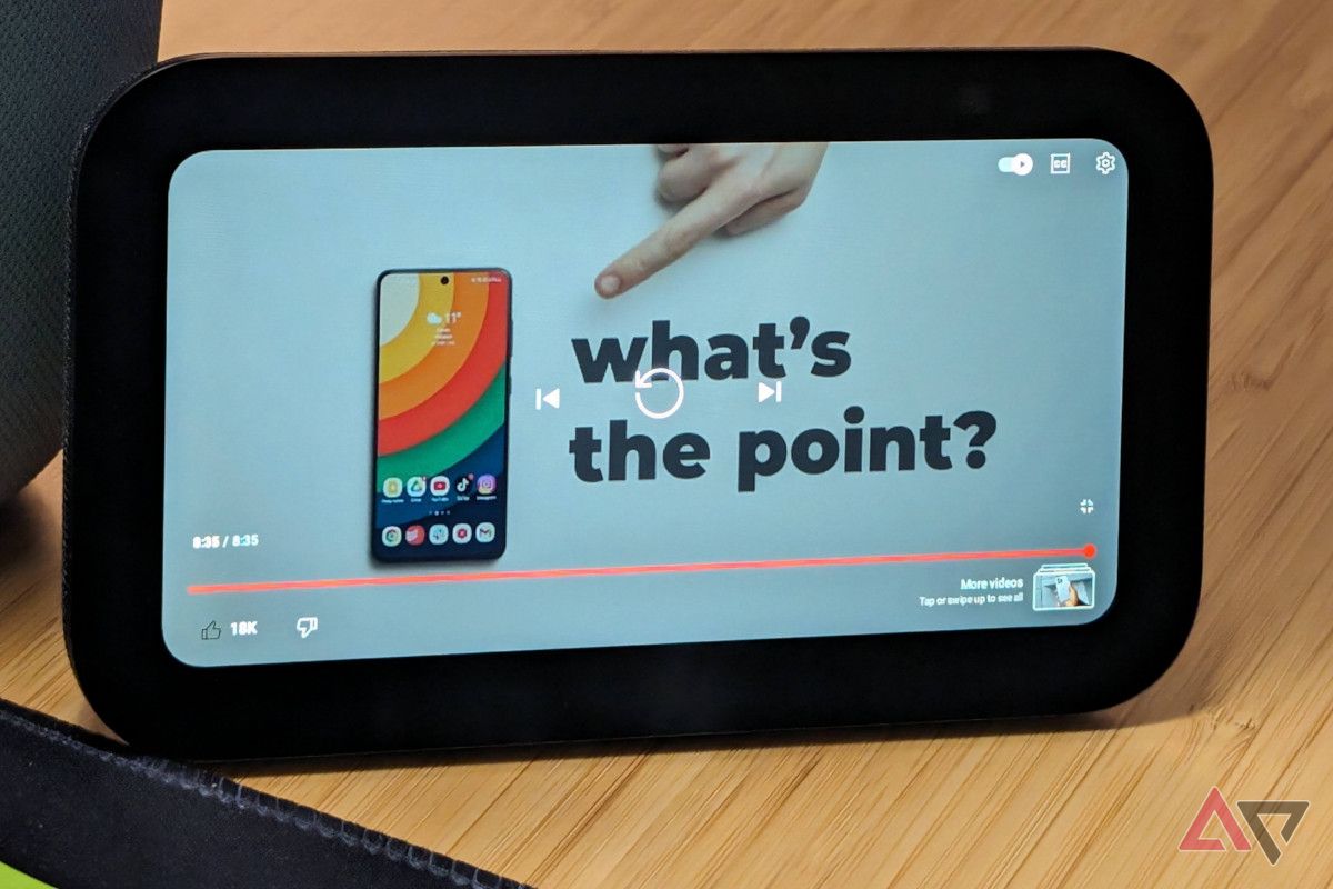 The Echo Show 5 (3rd Gen) playing a YouTube video.