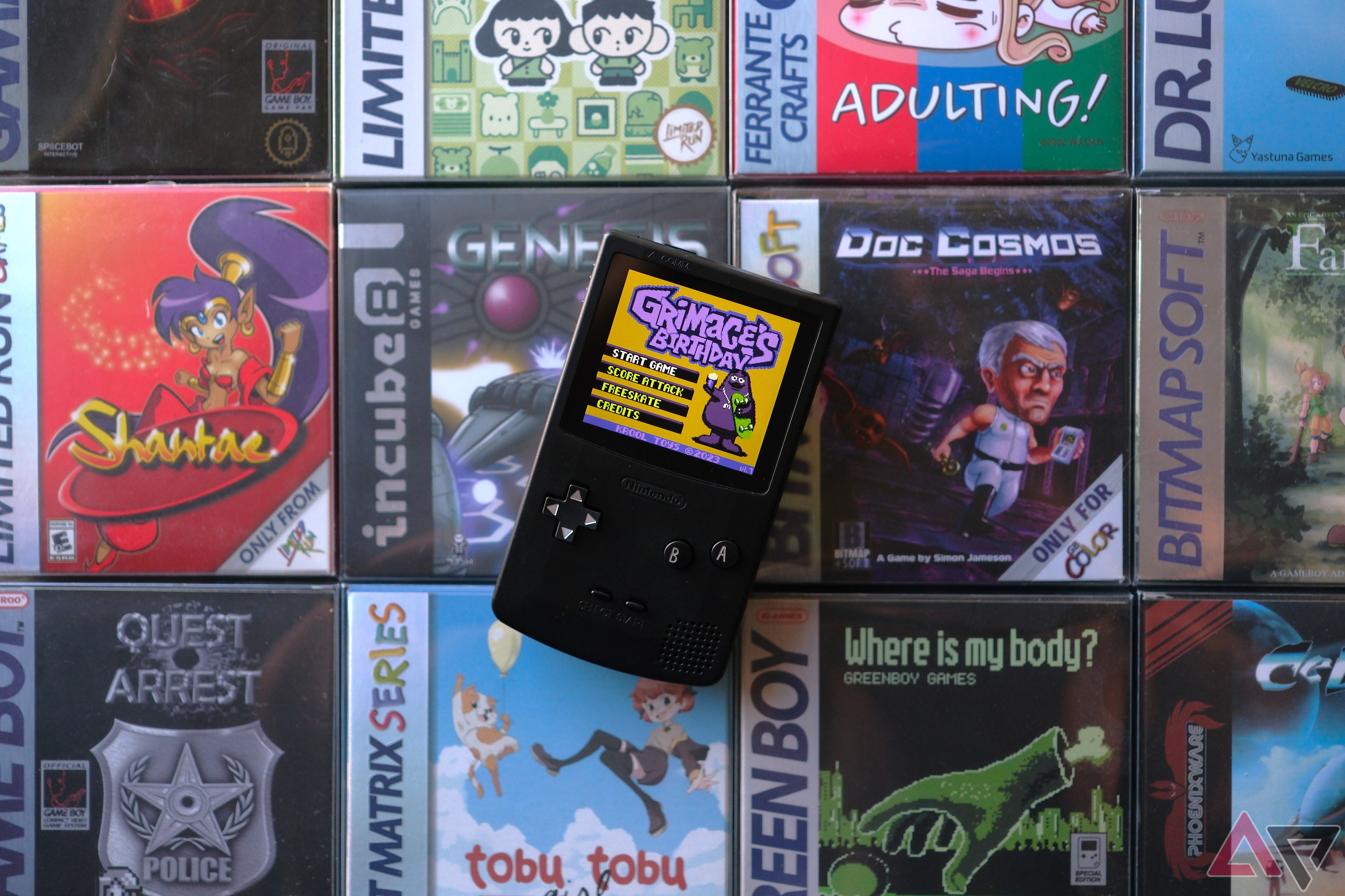 FunnyPlaying FPGBC kit placed on game boxes