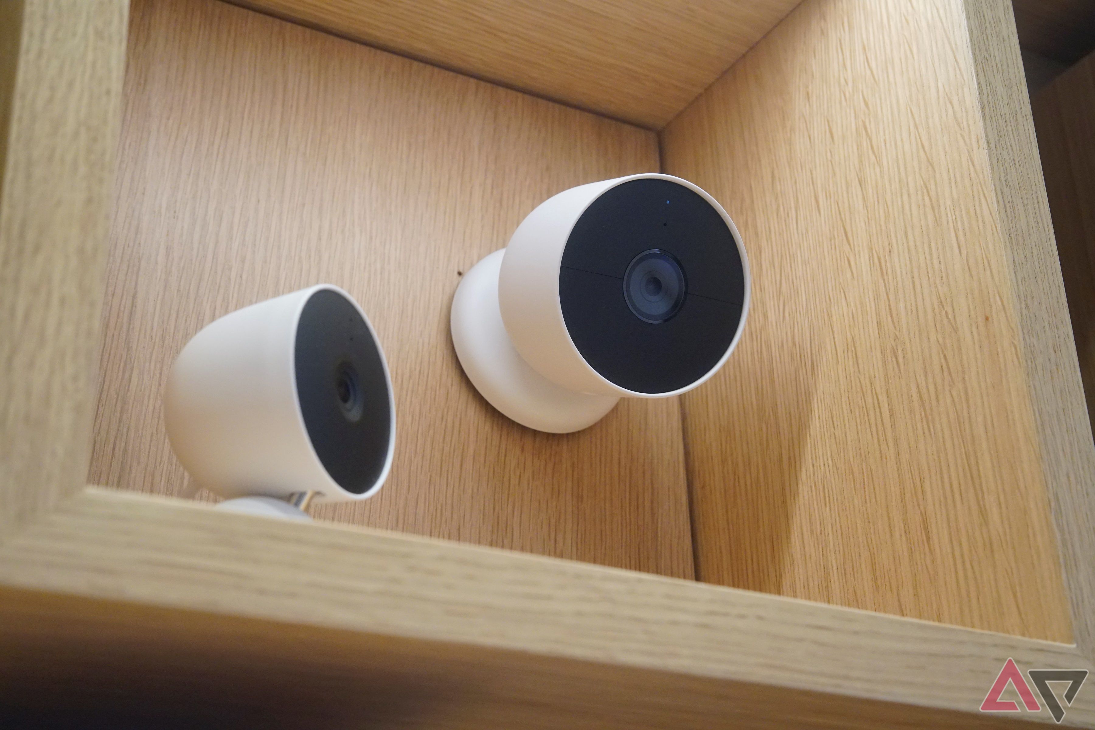 A Google Nest Cam display at the Google Store in Boston.