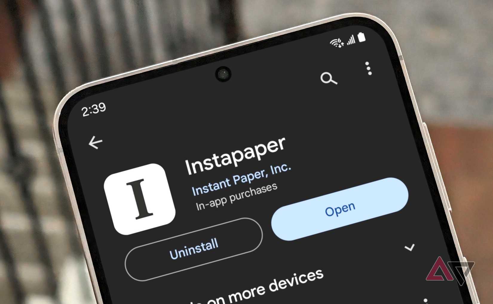 Photo of the Instapaper app on the Play Store, as viewed on a Galaxy S23+