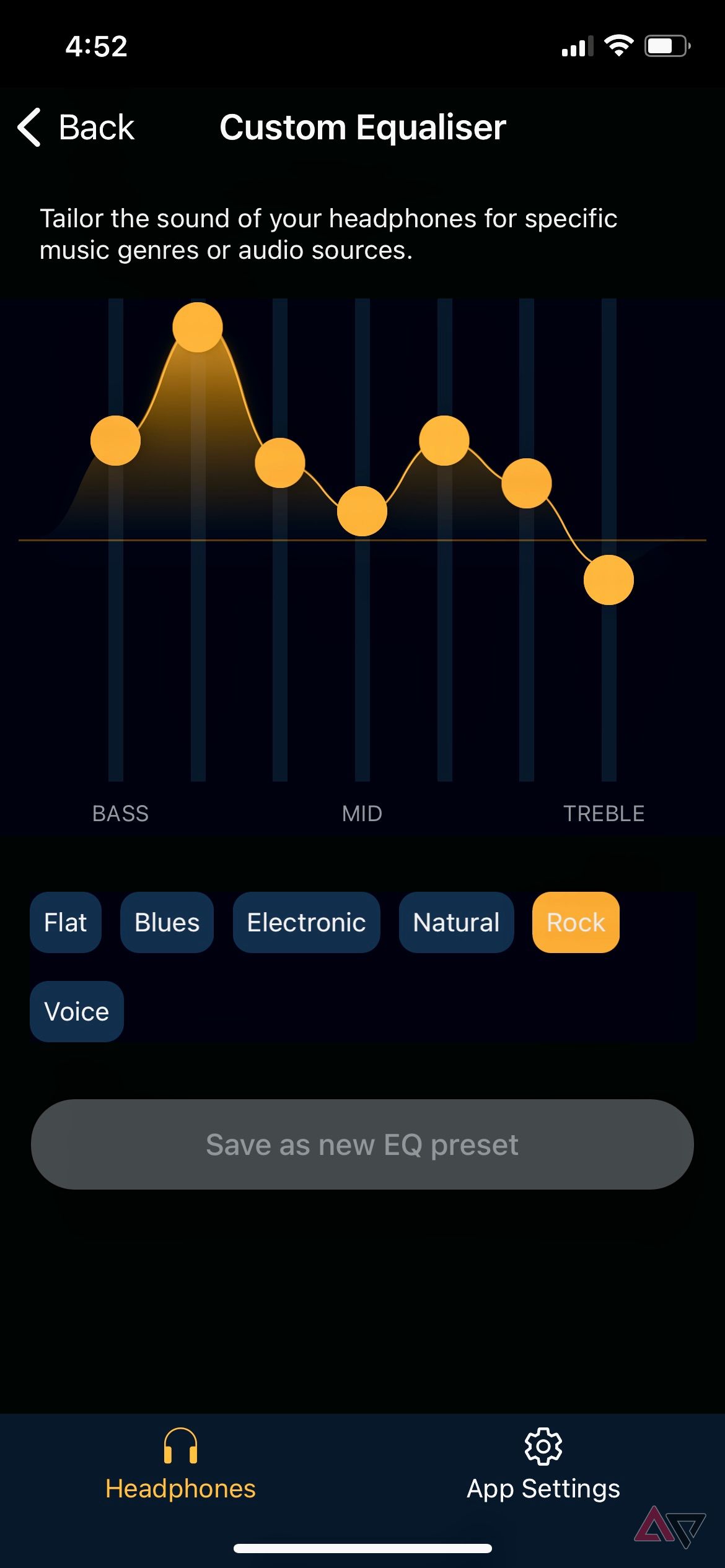 Settings and customizations for the Cambridge Audio Melomania M100 in the Melomania app.