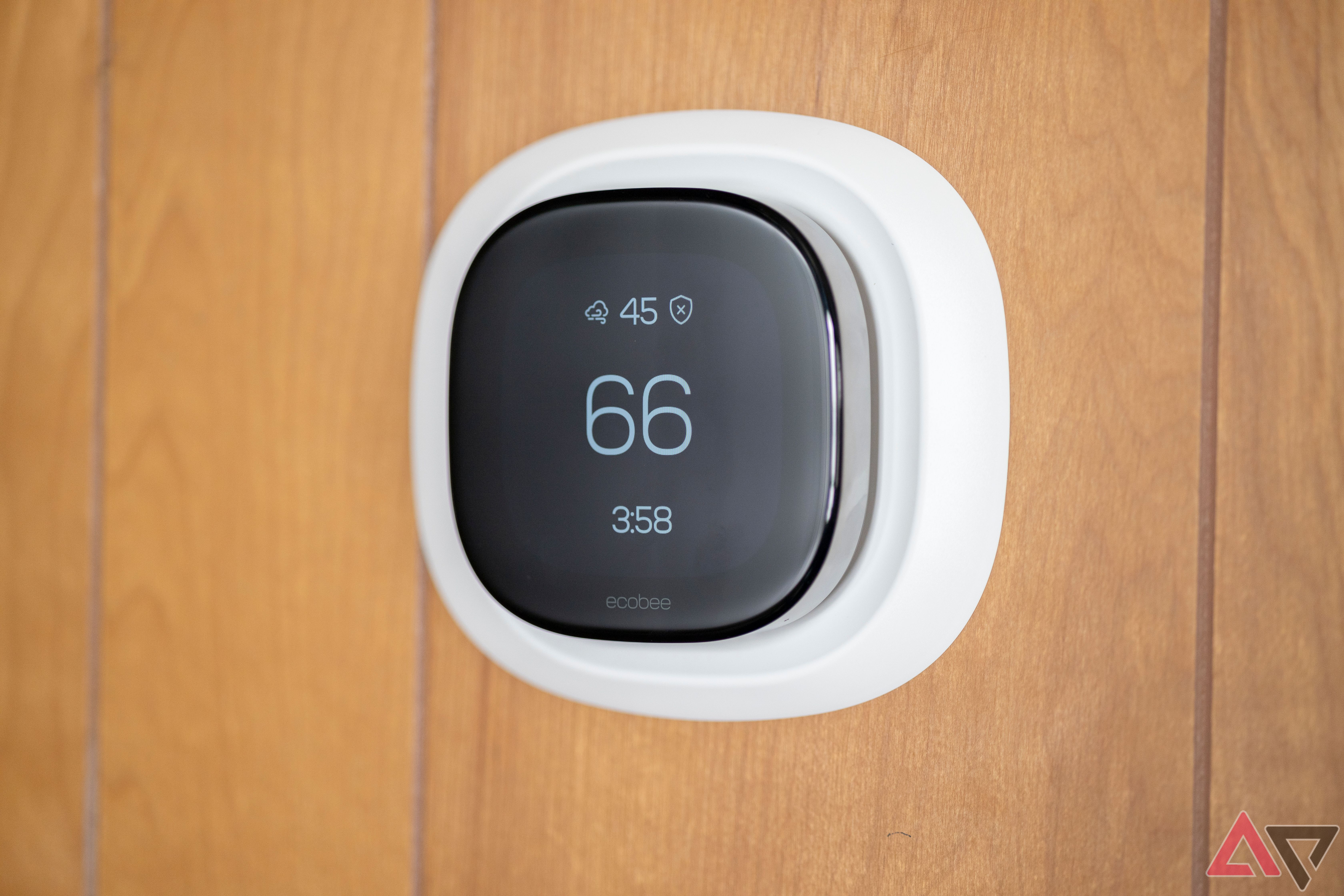 Ecobee Premium smart thermostat reading out time and temperature data