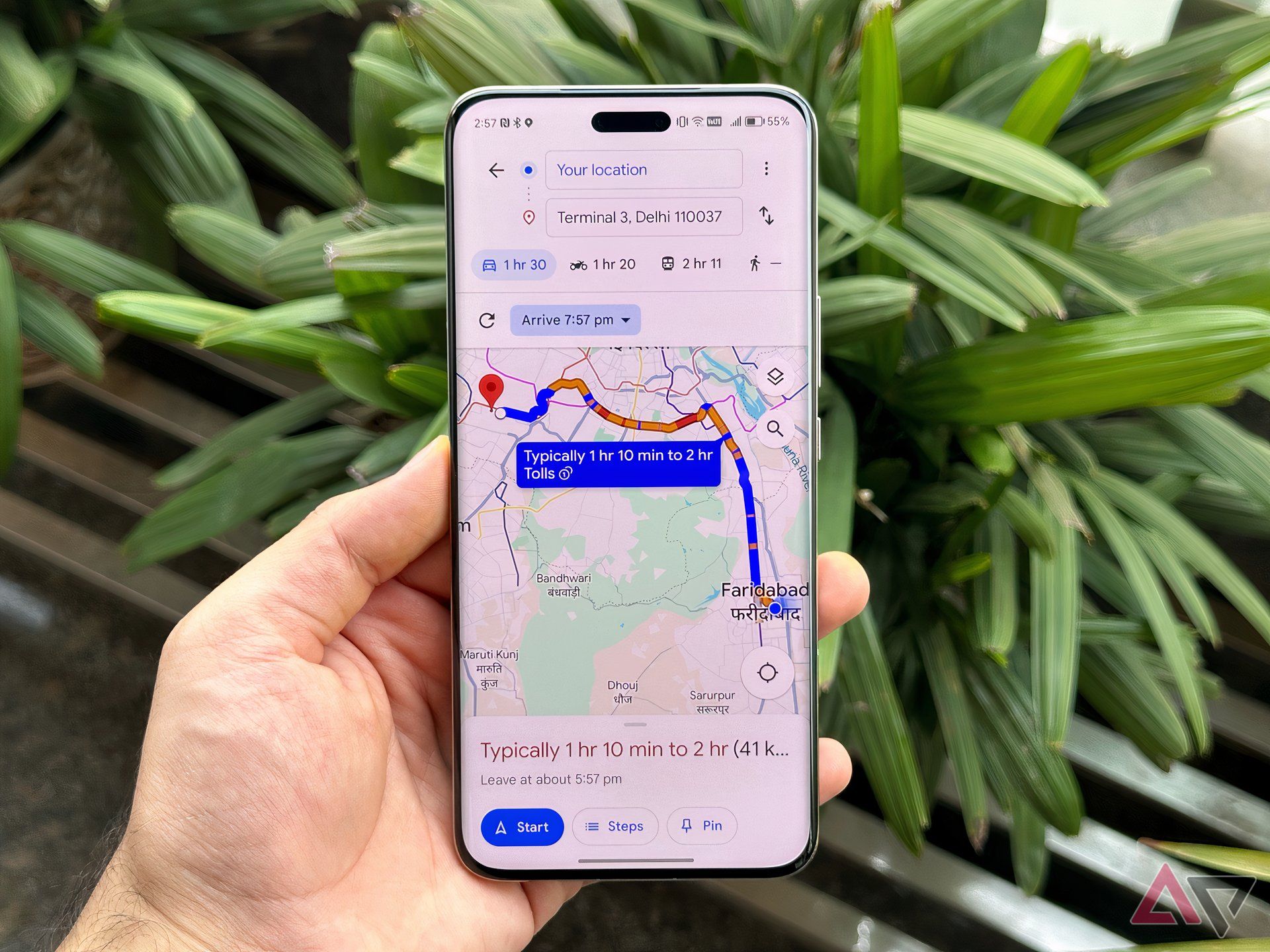 image showcasing arrival and departure time feature on Google Maps