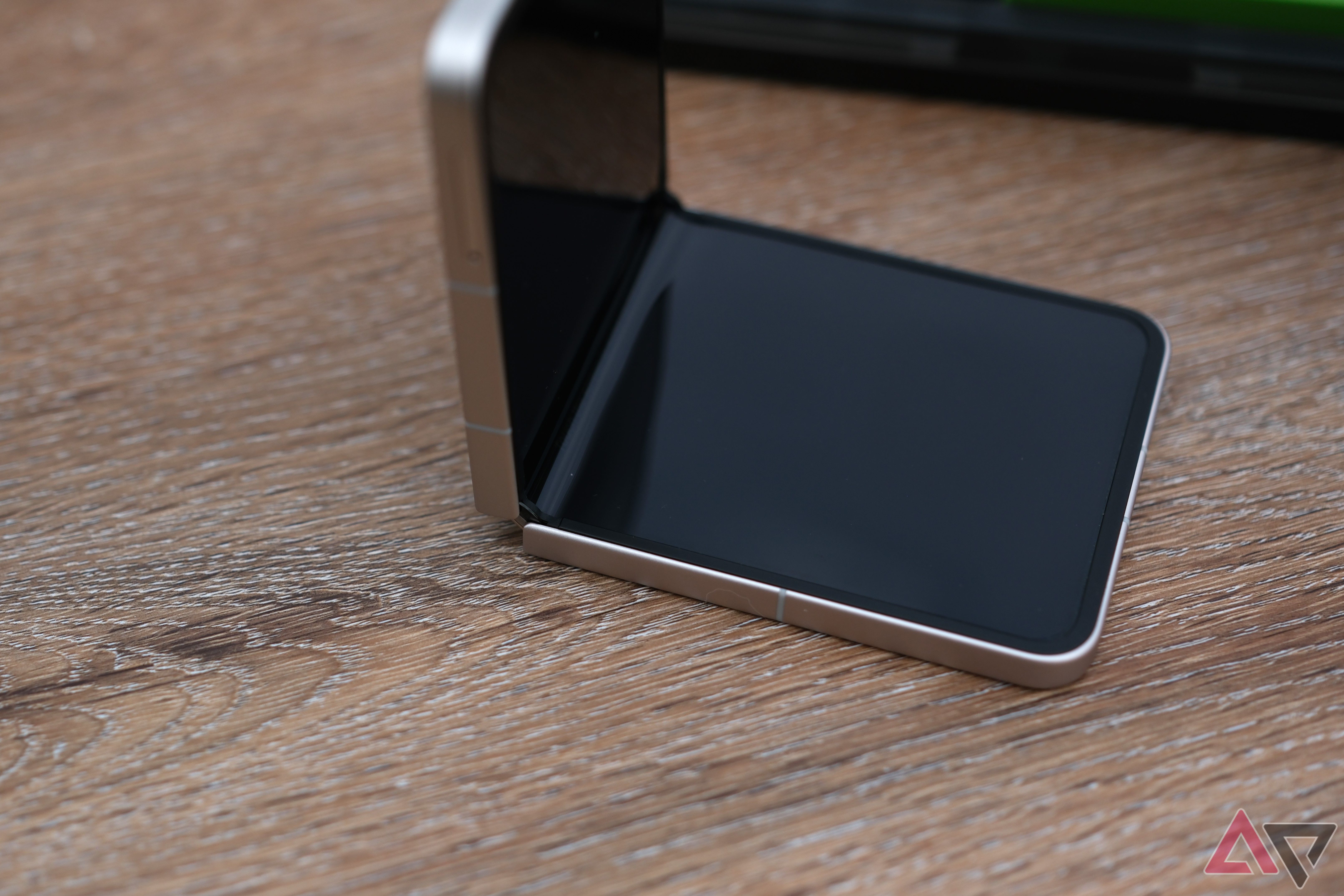 Nubia Flip 5G half folded showing crease in screen and plastic nubs on edges