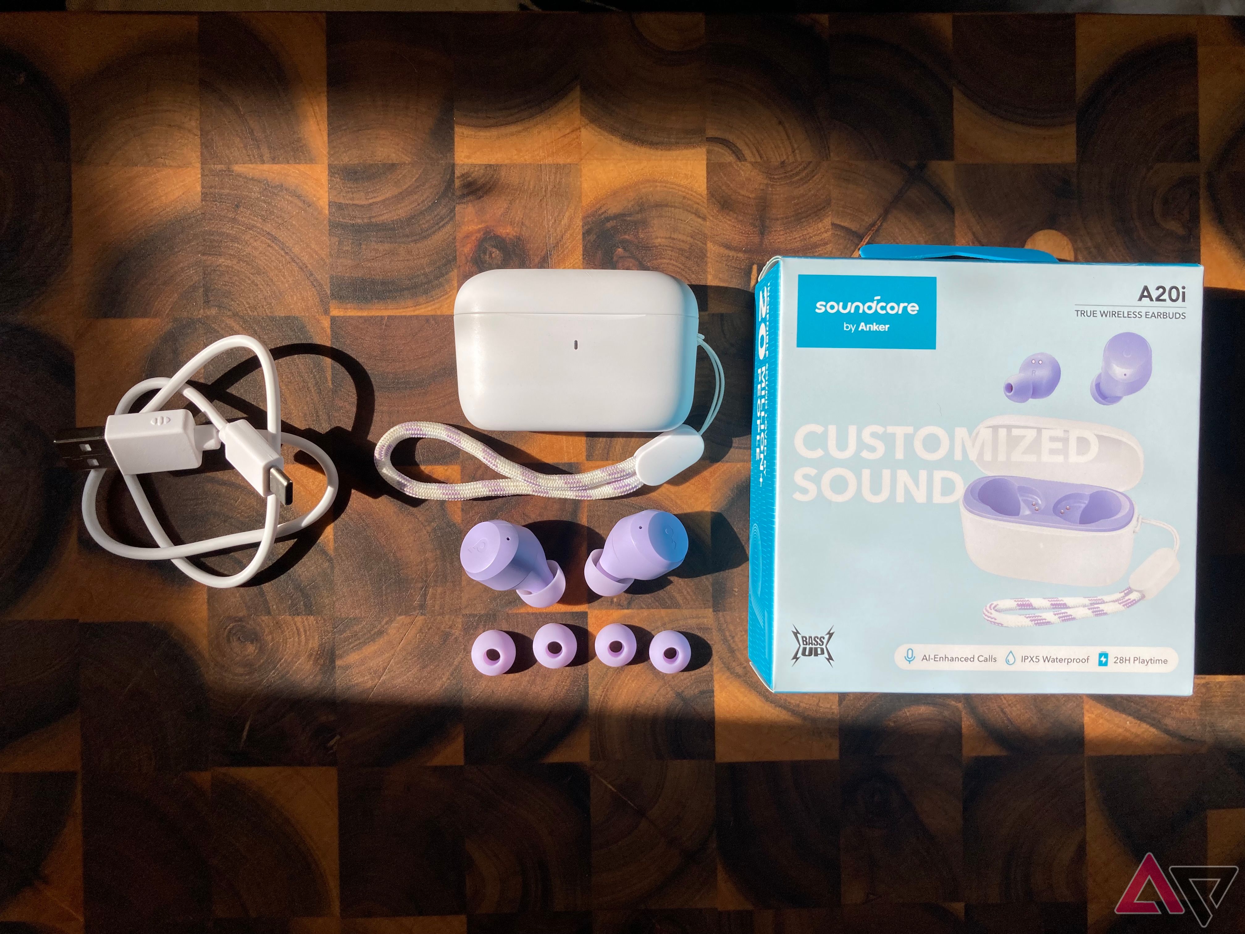 Everything included in the Soundcore A20i earbuds' box