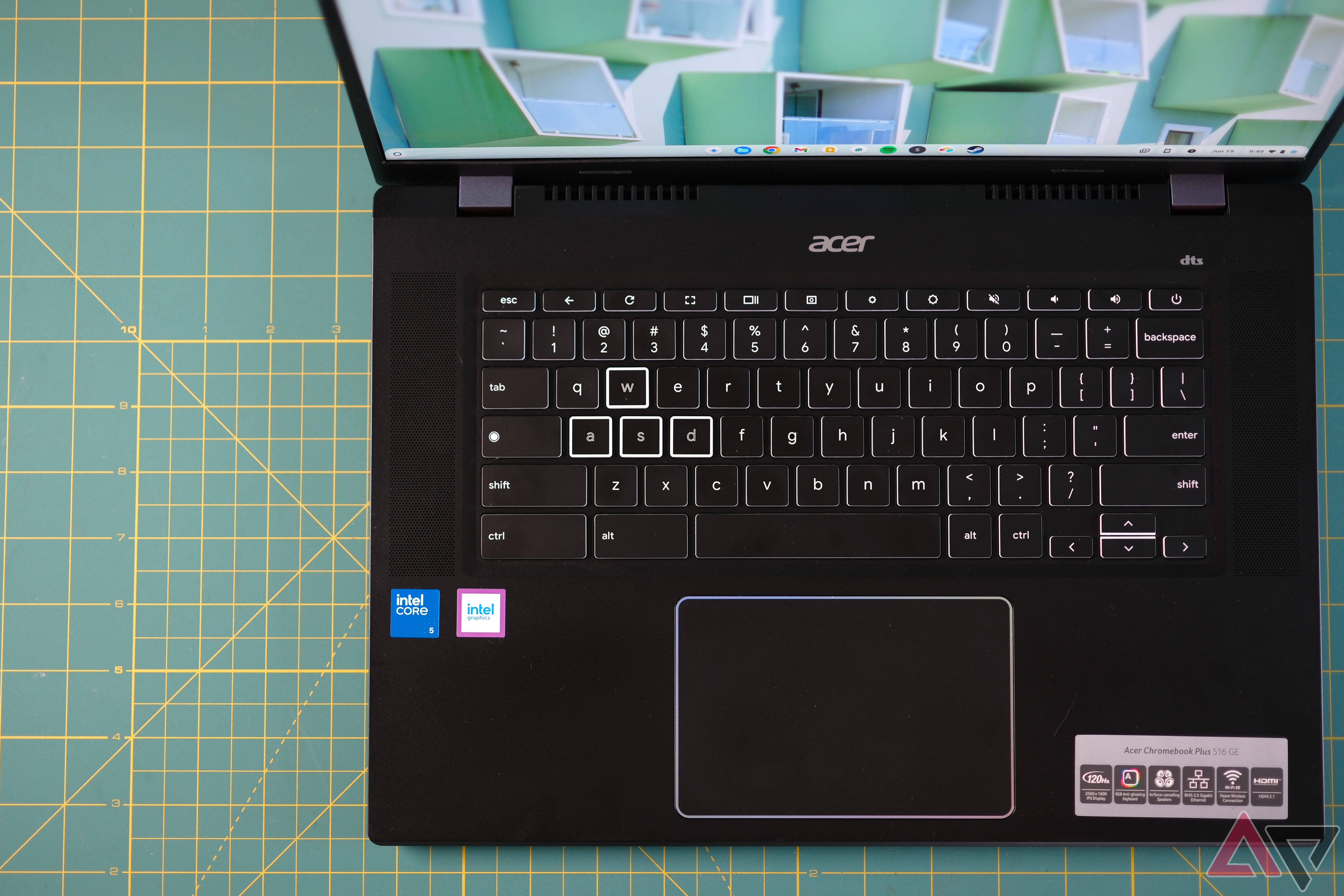 Acer Chromebook Plus 516 GE (2024) showing keyboard and track pad