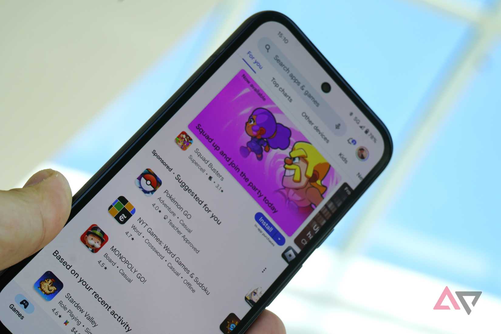 The Games section of the Google Play Store.