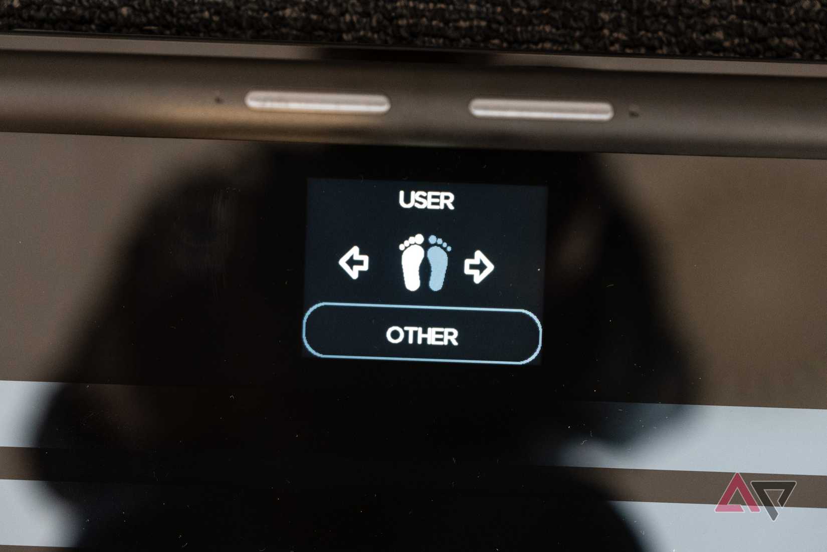 The scanning bathroom scale screen with a user specified show