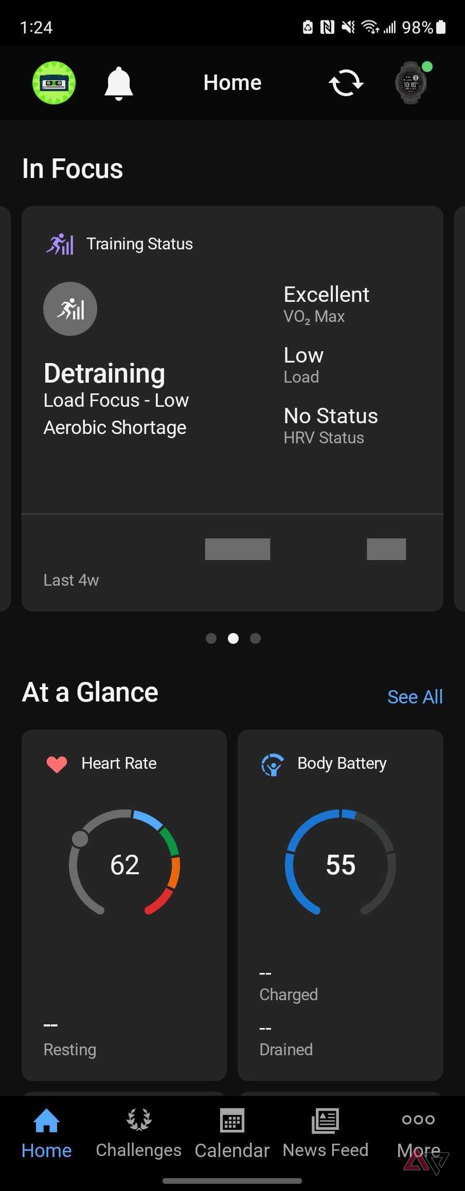 Garmin Instinct 2 Solar Homin in the Connect app.