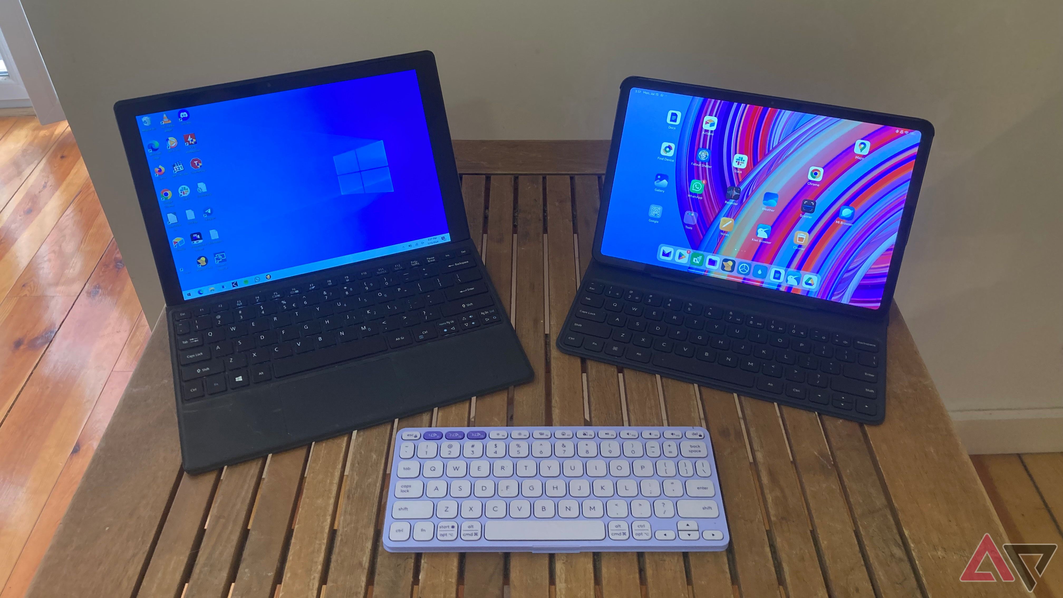 Logitech Keys-To-Go 2 compared to two full-sized 12-key keyboards"+ tablet