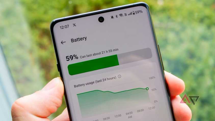 The OnePlus 12R showing its battery stats