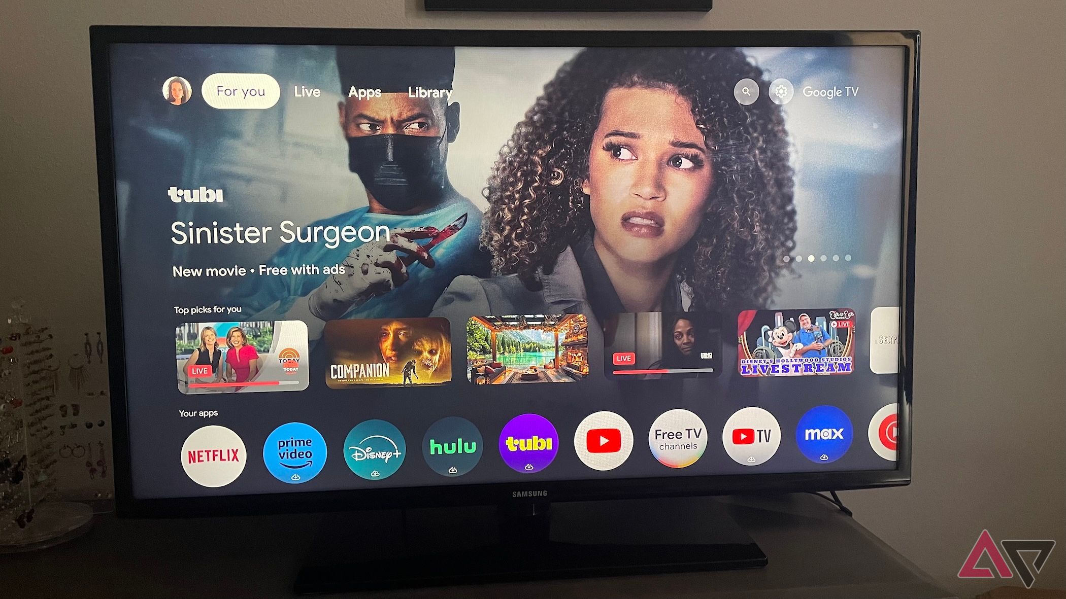 The Onn Google TV 4K Pro home screen