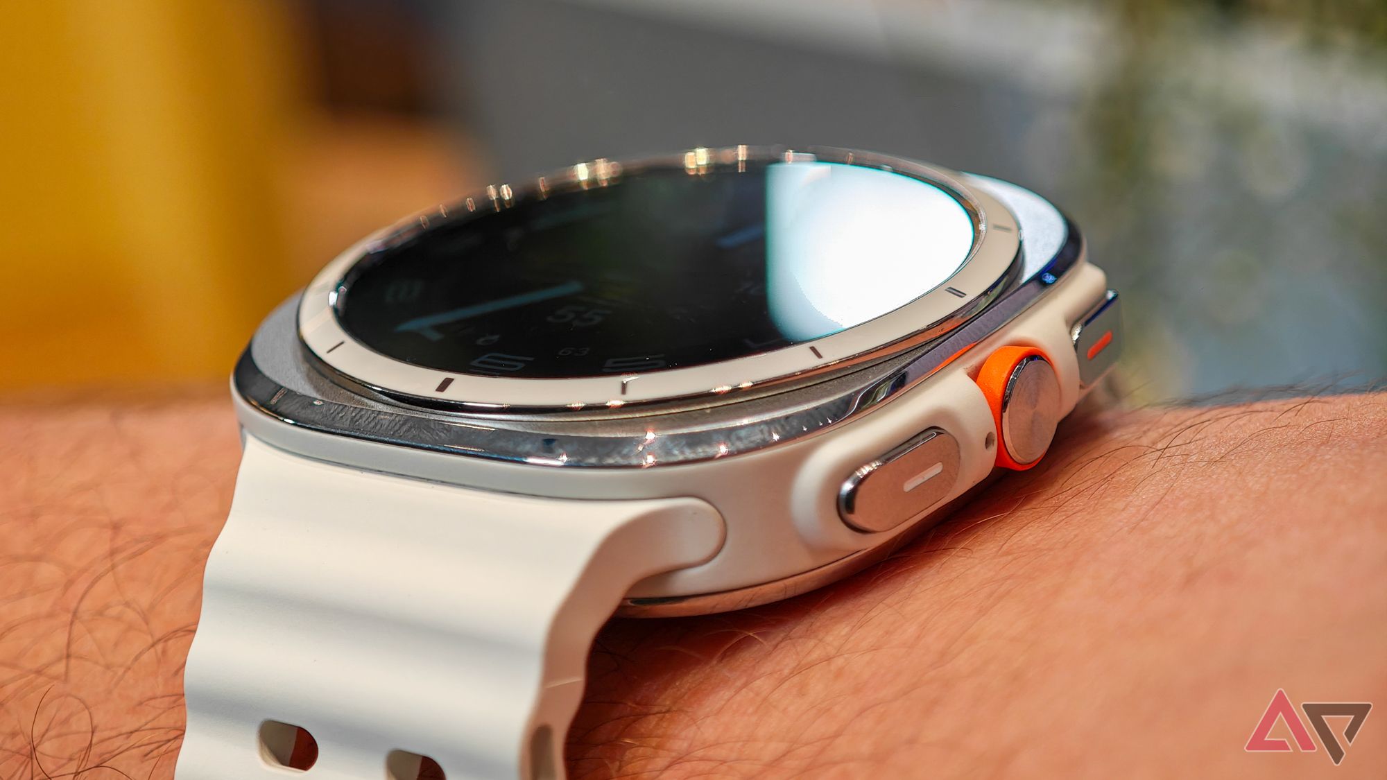 Samsung Galaxy Watch Ultra, angled view on wrist