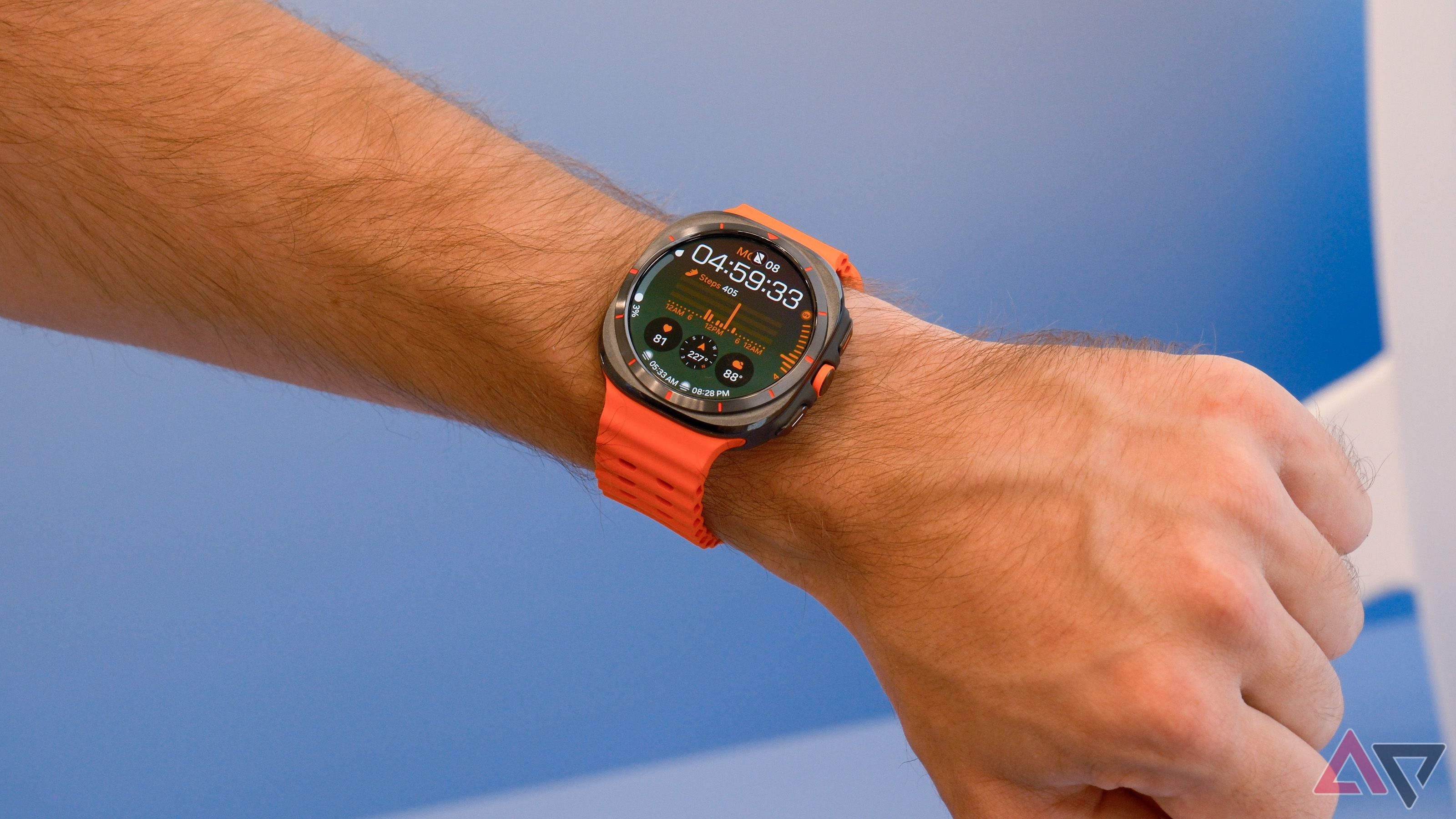 Samsung Galaxy Watch Ultra on a wrist