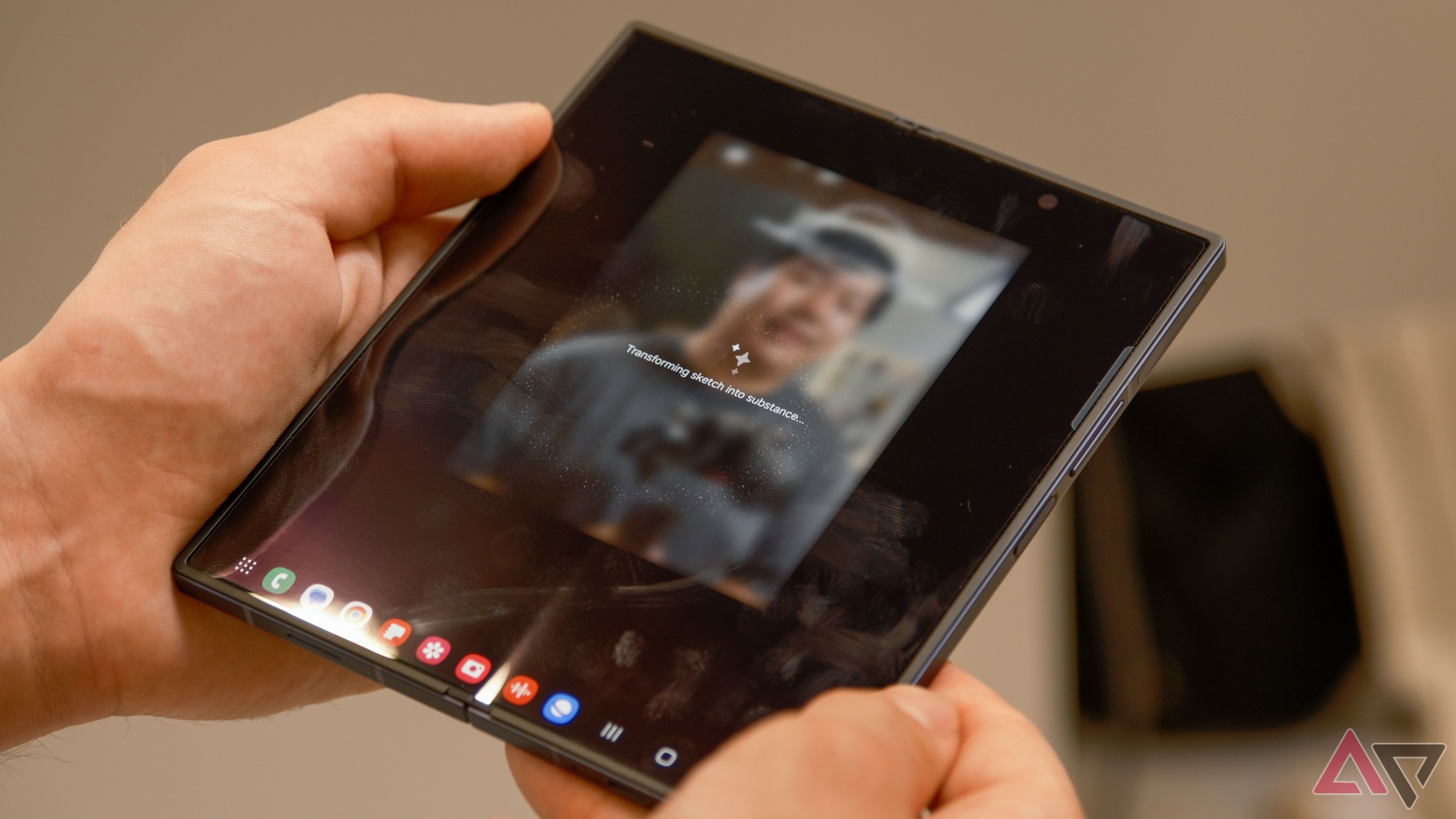 Samsung Galaxy Z Fold 6 showing an AI drawing on the screen