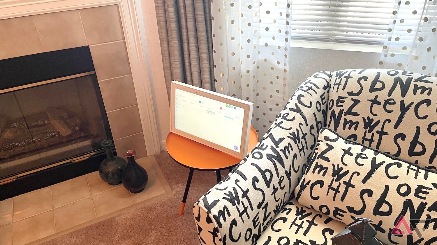 The Skylight Calendar on an orange table