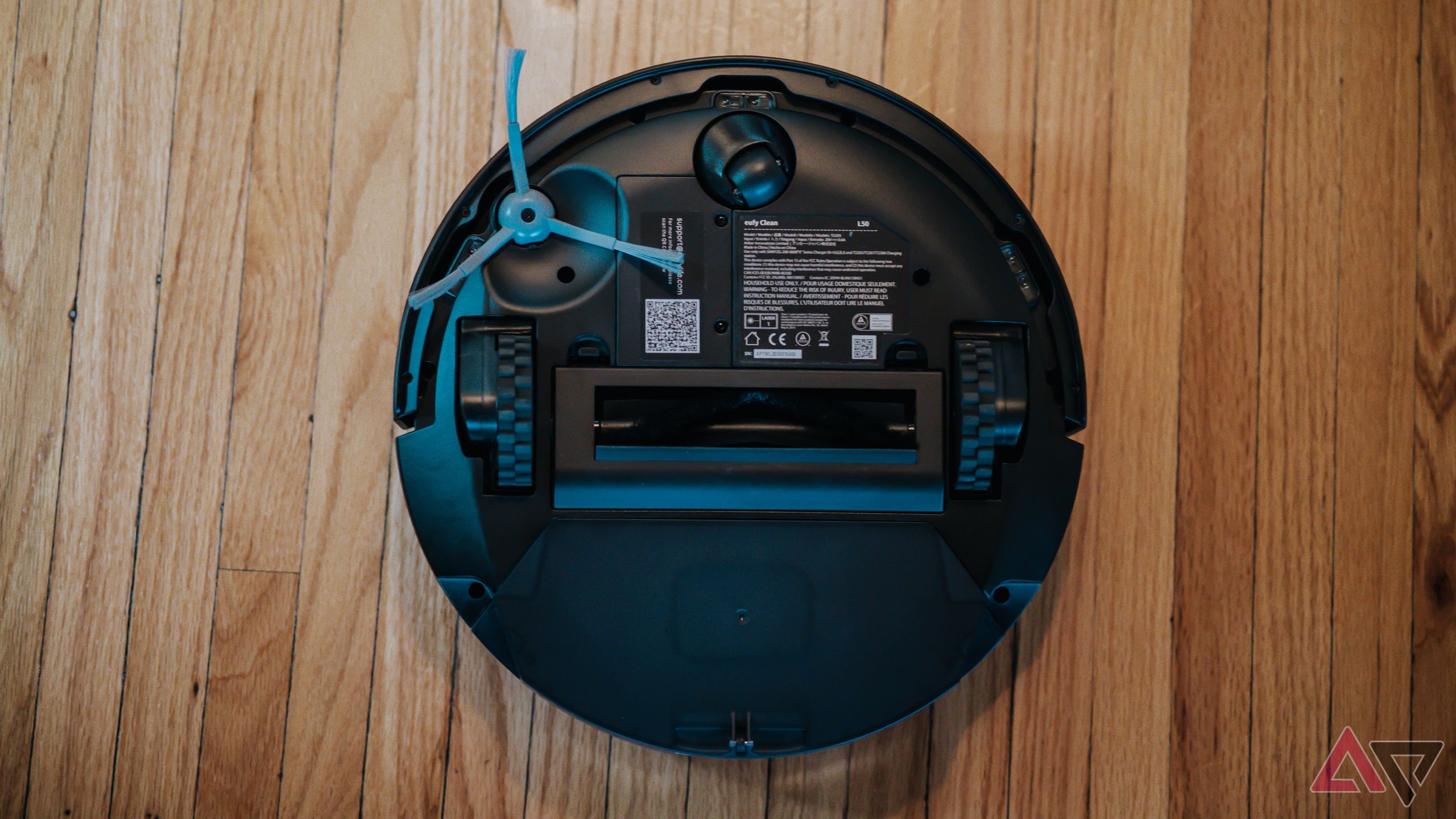 Underside view of Eufy L50 robot vacuum