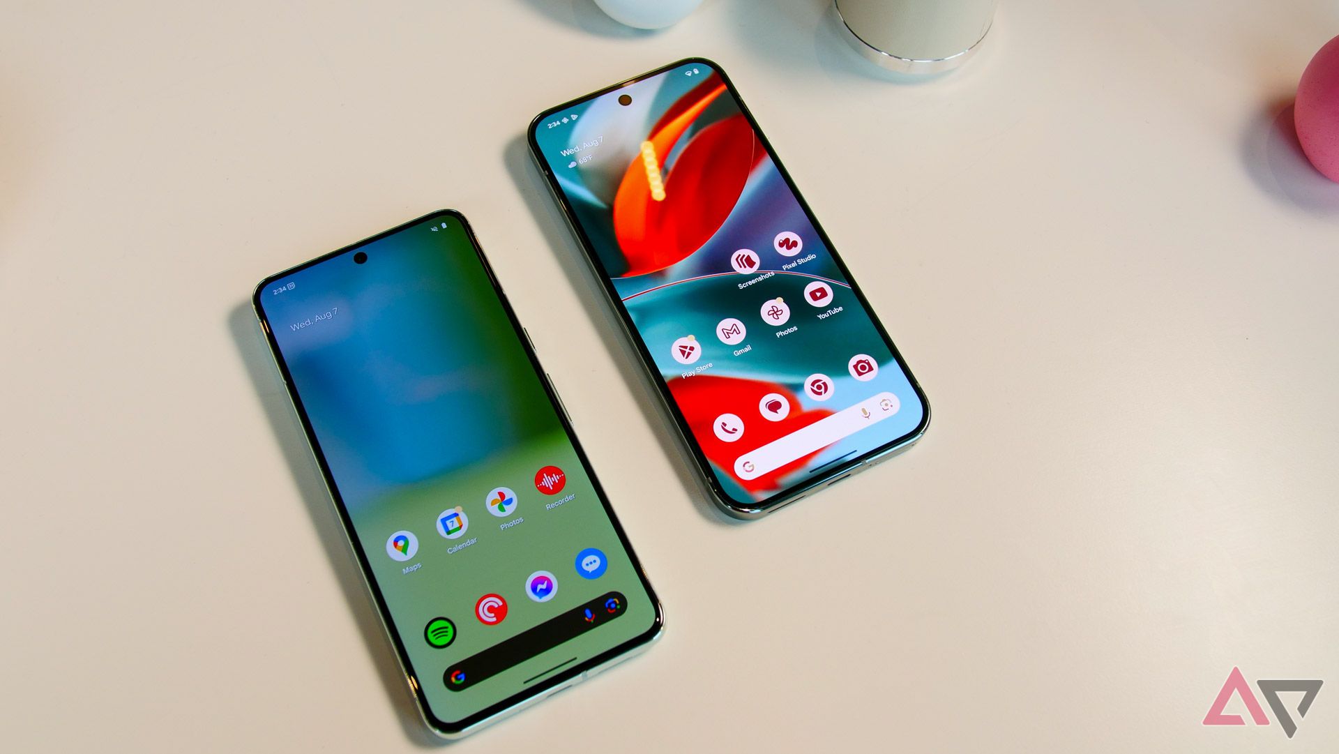 The Google Pixel 8 Pro next to the Google Pixel 9 Pro XL